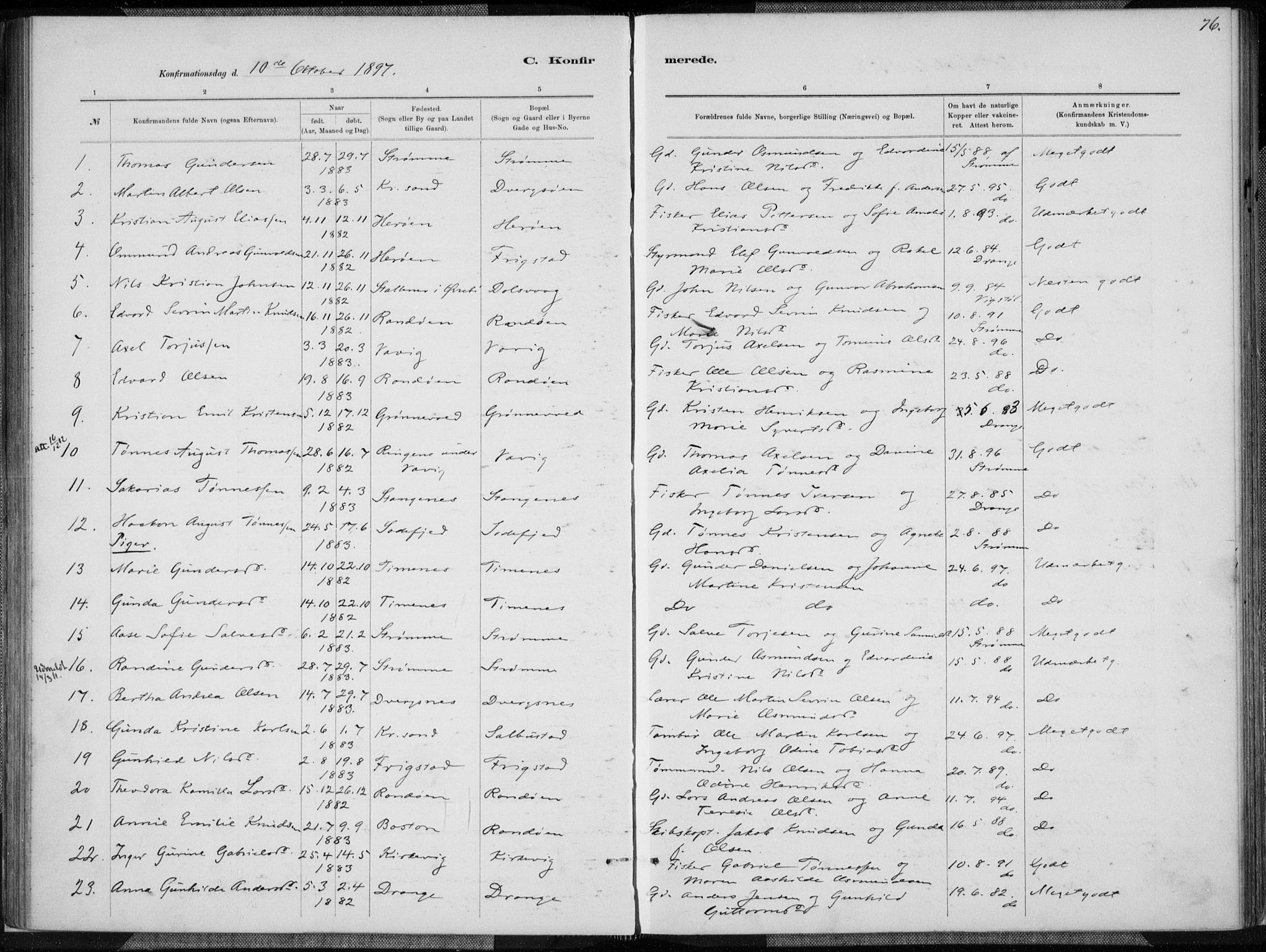 Oddernes sokneprestkontor, SAK/1111-0033/F/Fa/Fab/L0002: Parish register (official) no. A 2, 1884-1903, p. 76