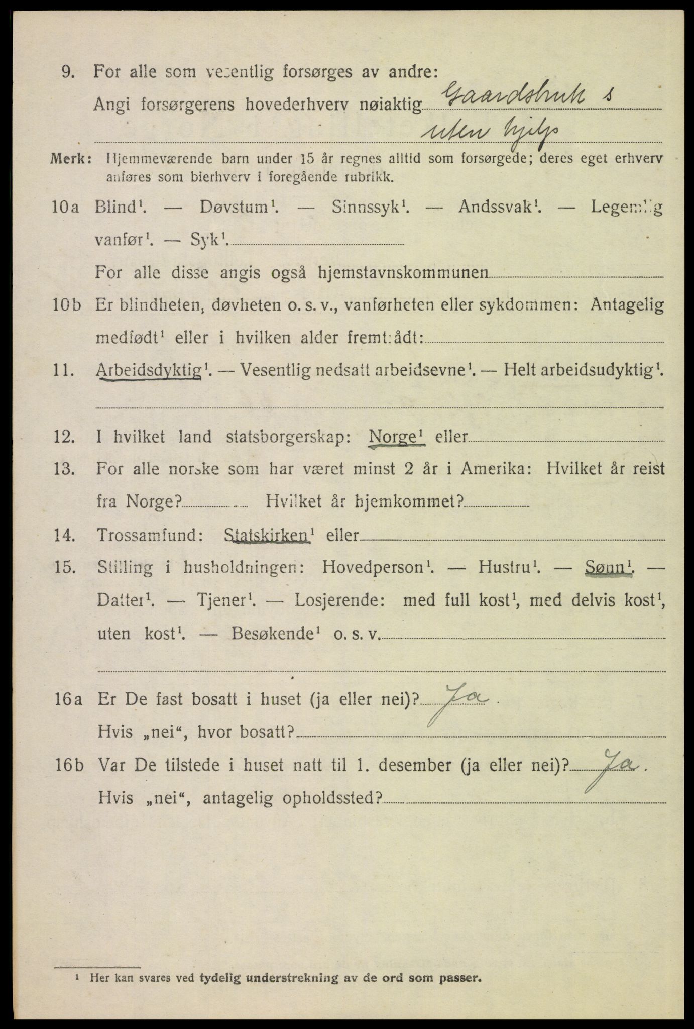 SAH, 1920 census for Tynset, 1920, p. 8311