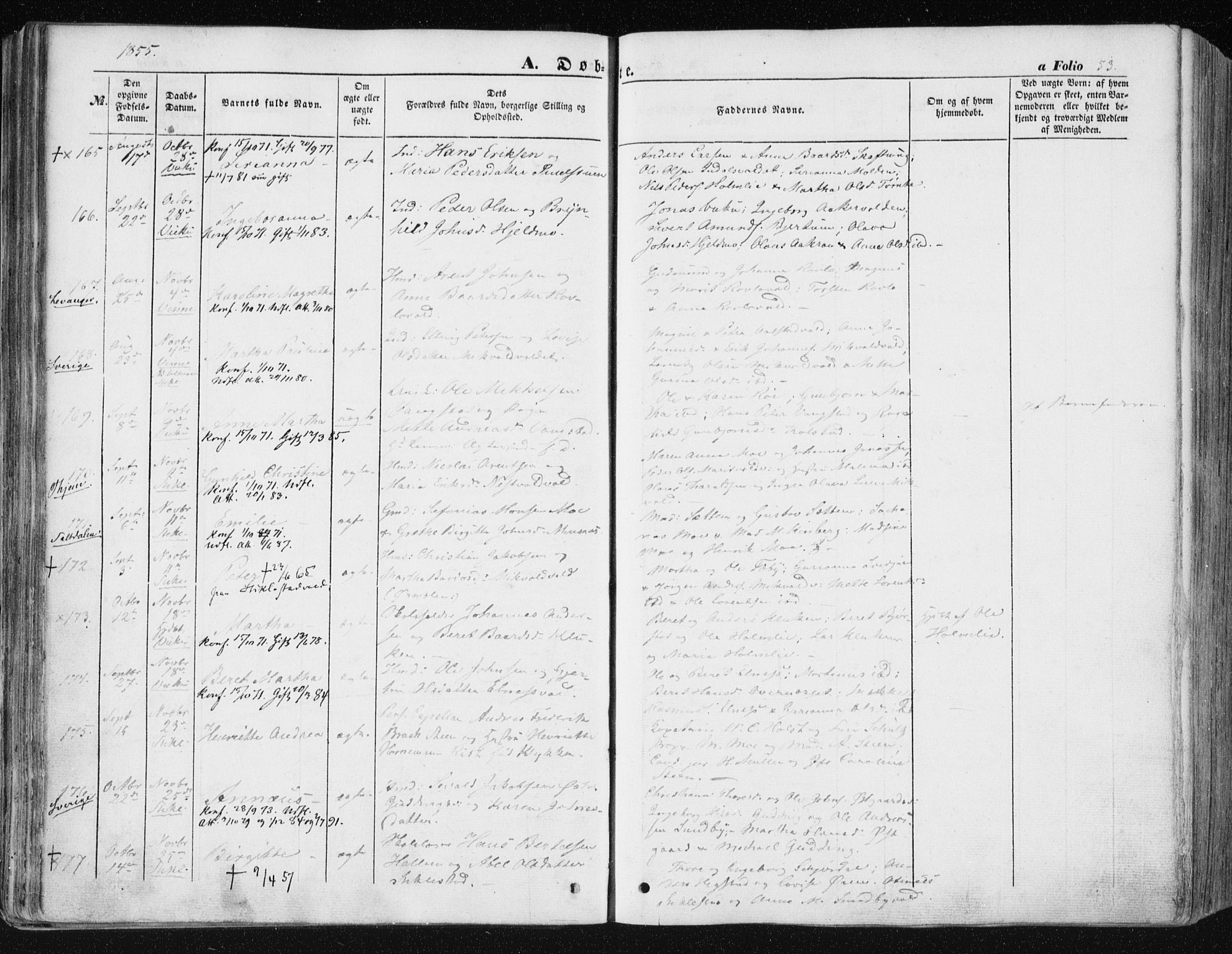 Ministerialprotokoller, klokkerbøker og fødselsregistre - Nord-Trøndelag, AV/SAT-A-1458/723/L0240: Parish register (official) no. 723A09, 1852-1860, p. 53