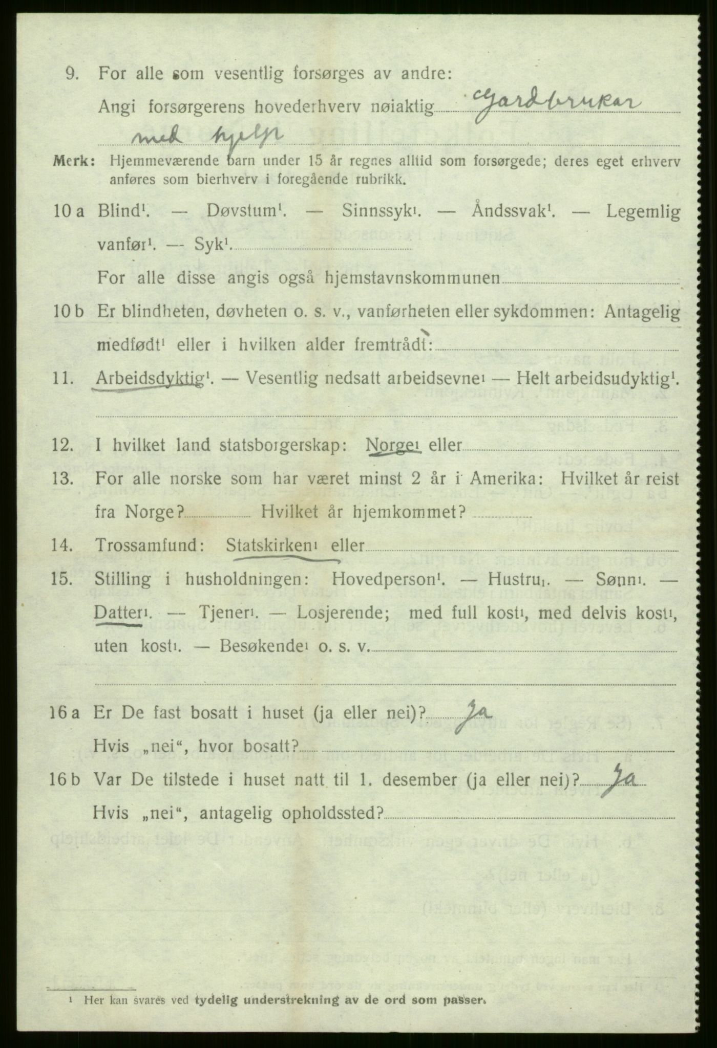 SAB, 1920 census for Evanger, 1920, p. 2478