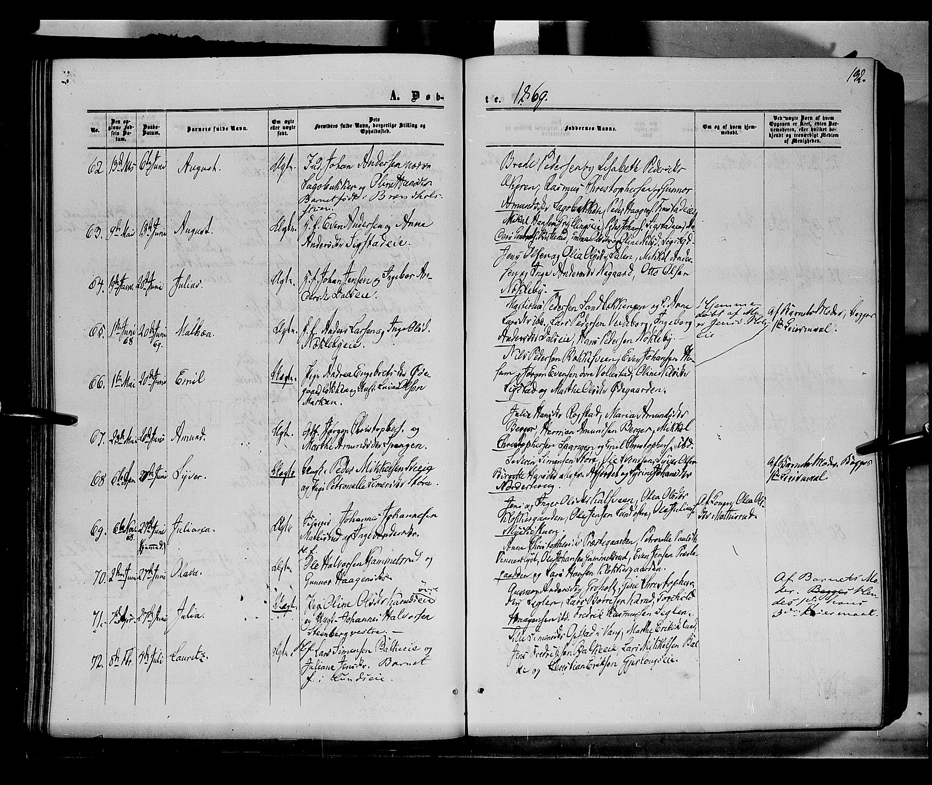 Løten prestekontor, AV/SAH-PREST-022/K/Ka/L0008: Parish register (official) no. 8, 1860-1877, p. 132