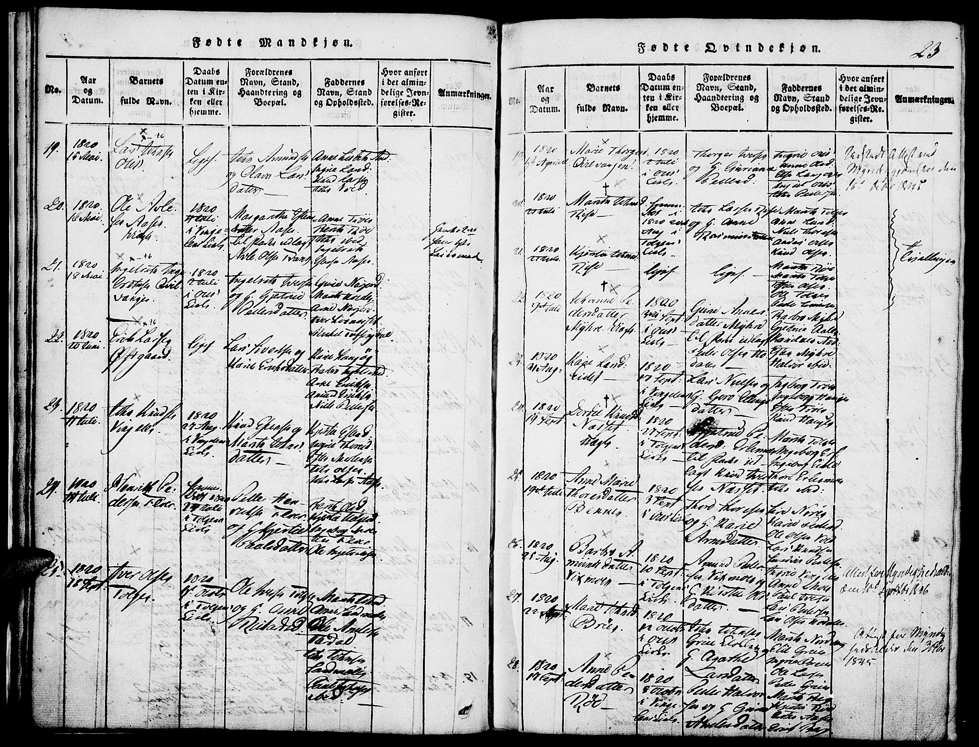 Tolga prestekontor, AV/SAH-PREST-062/K/L0004: Parish register (official) no. 4, 1815-1836, p. 23