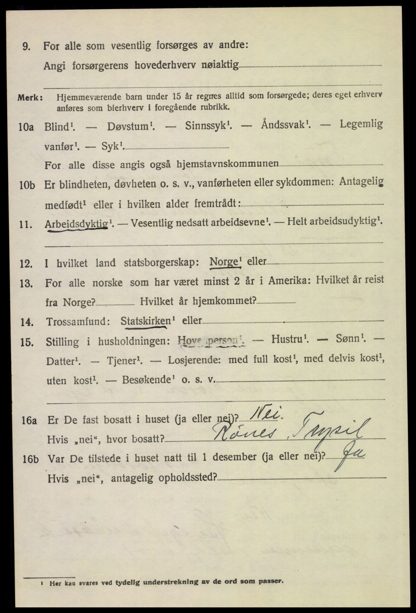 SAH, 1920 census for Trysil, 1920, p. 7066