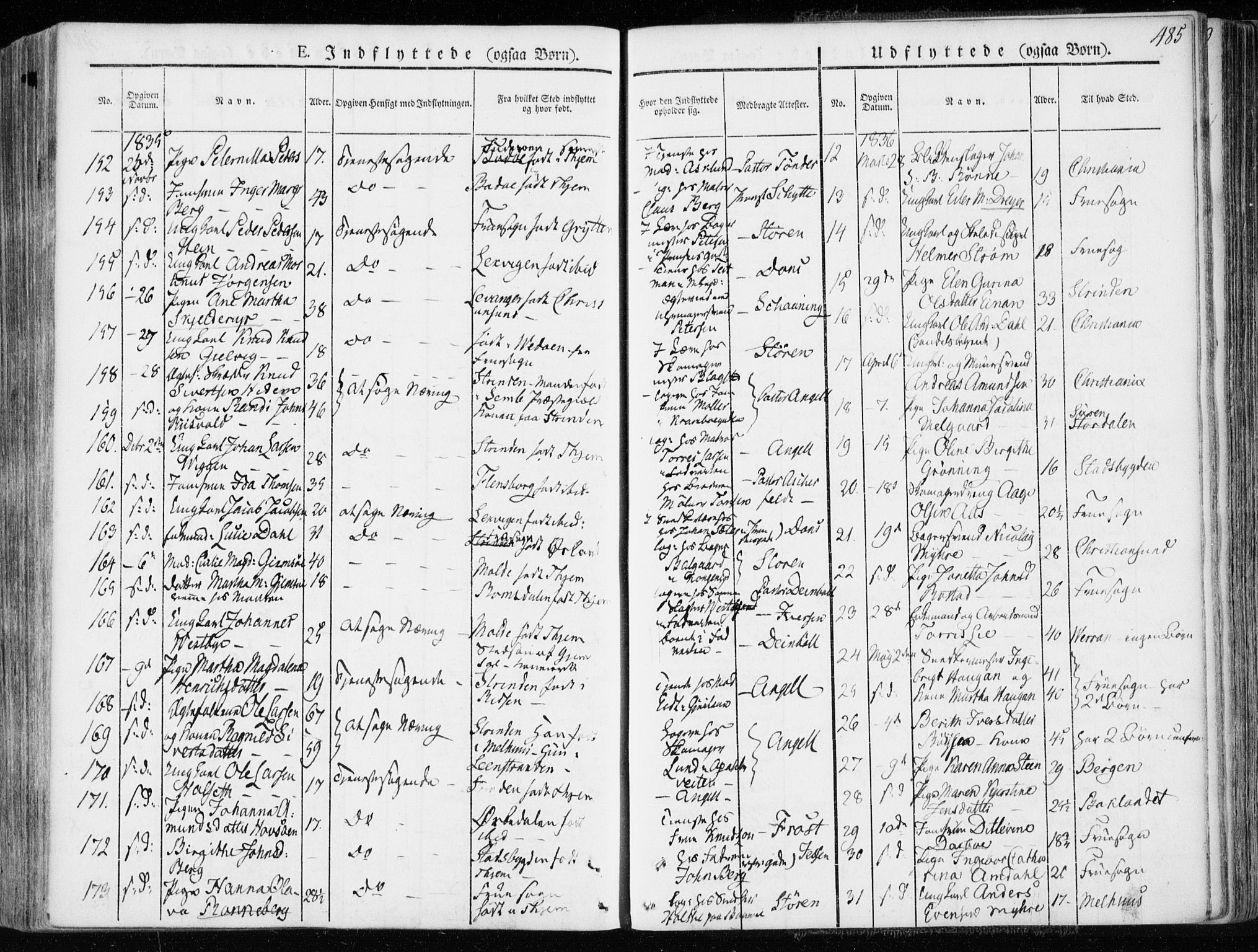 Ministerialprotokoller, klokkerbøker og fødselsregistre - Sør-Trøndelag, SAT/A-1456/601/L0047: Parish register (official) no. 601A15, 1831-1839, p. 485