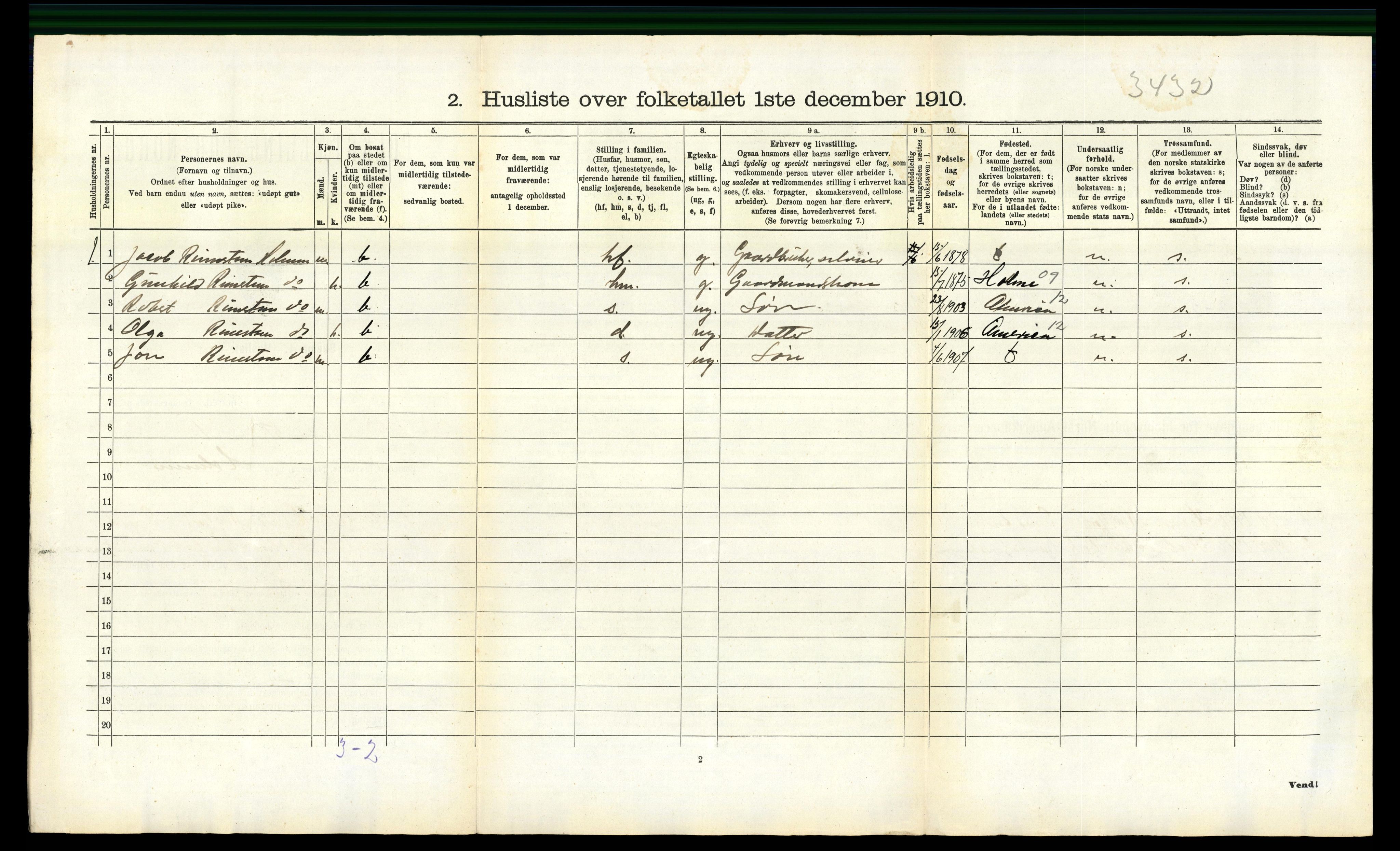 RA, 1910 census for Herad, 1910, p. 355