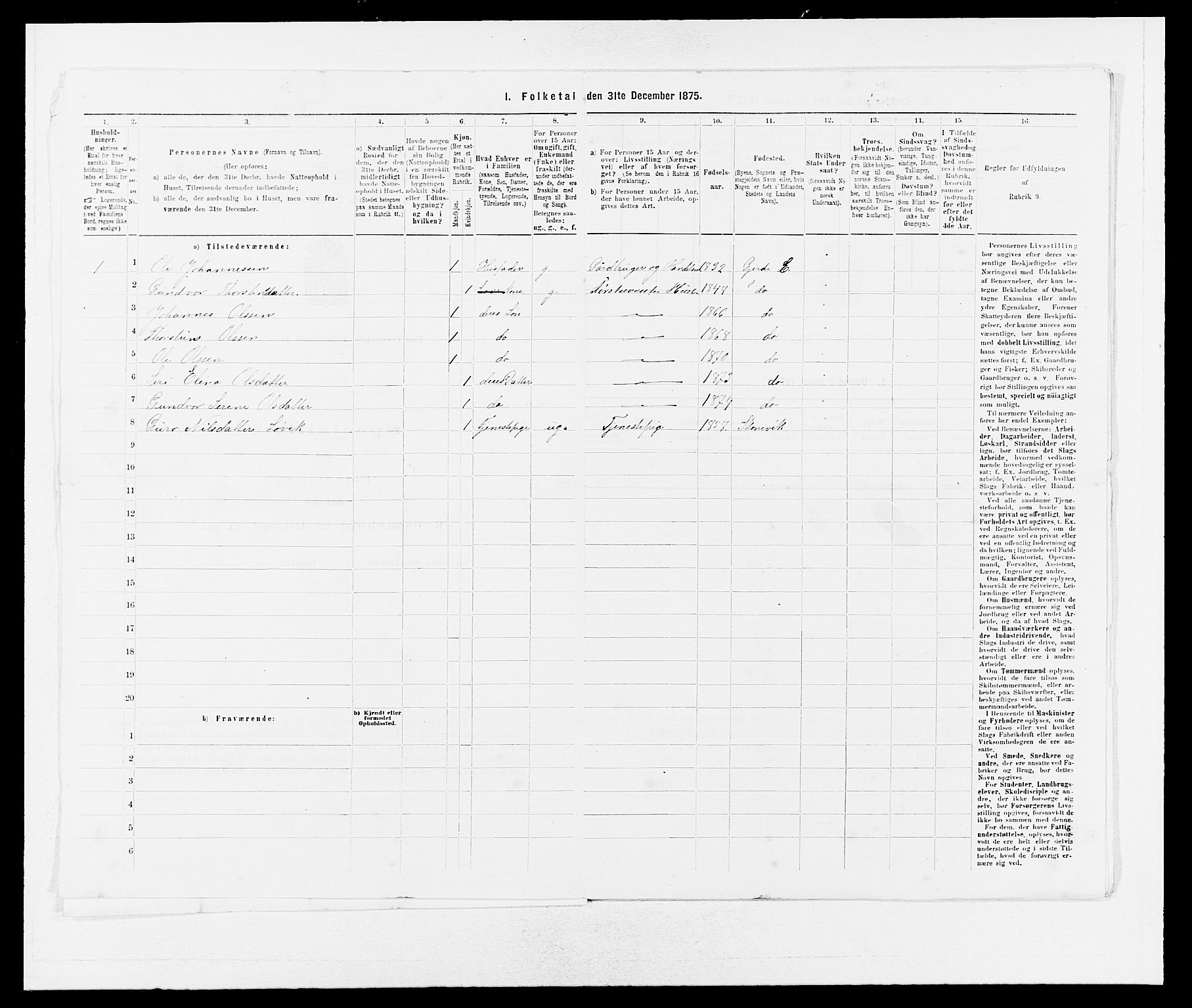 SAB, 1875 census for 1211P Etne, 1875, p. 42