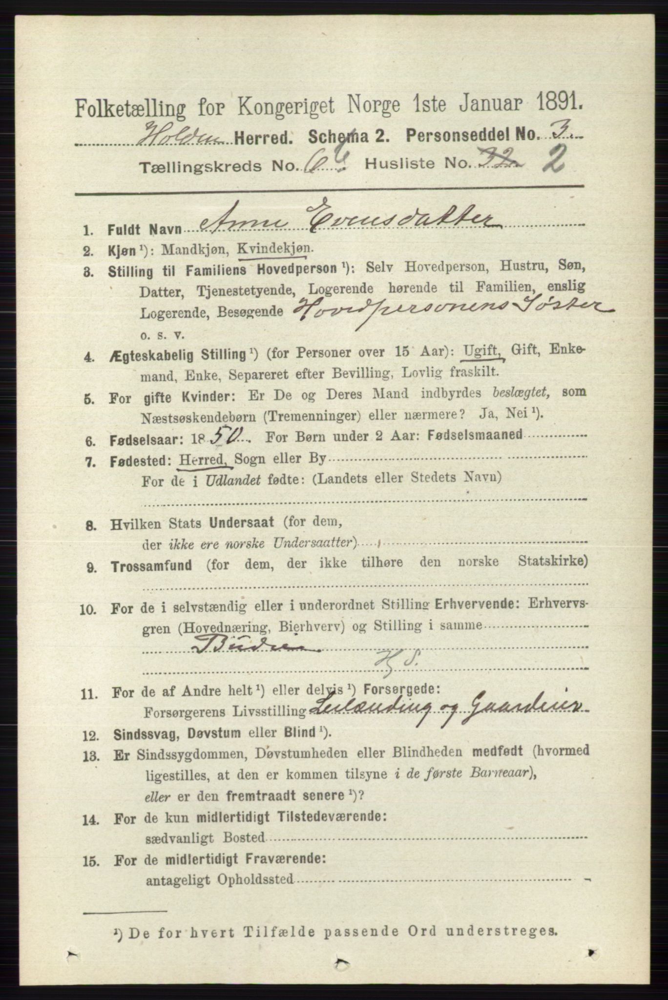 RA, 1891 census for 0819 Holla, 1891, p. 3178