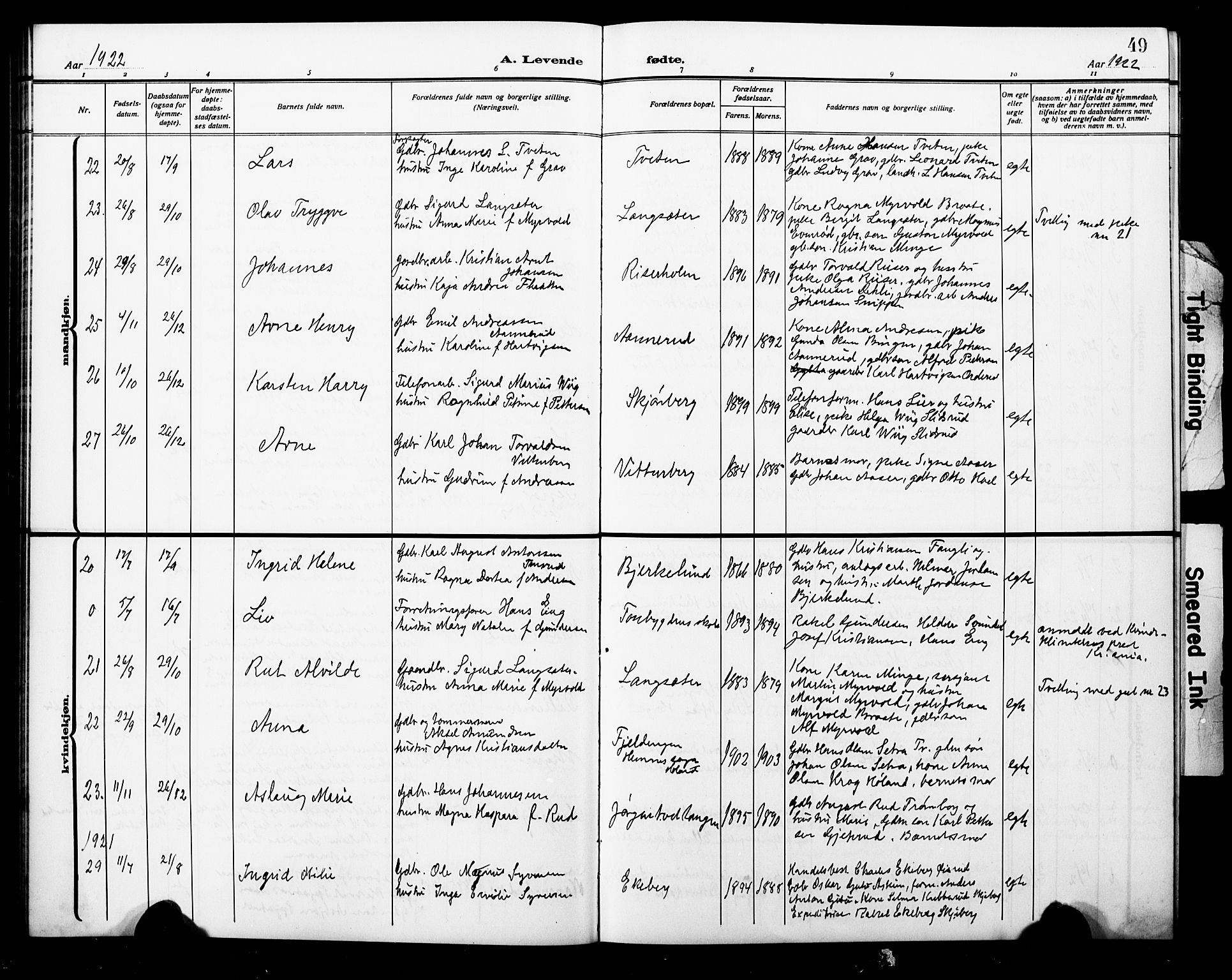 Trøgstad prestekontor Kirkebøker, AV/SAO-A-10925/G/Ga/L0002: Parish register (copy) no. I 2, 1911-1929, p. 49