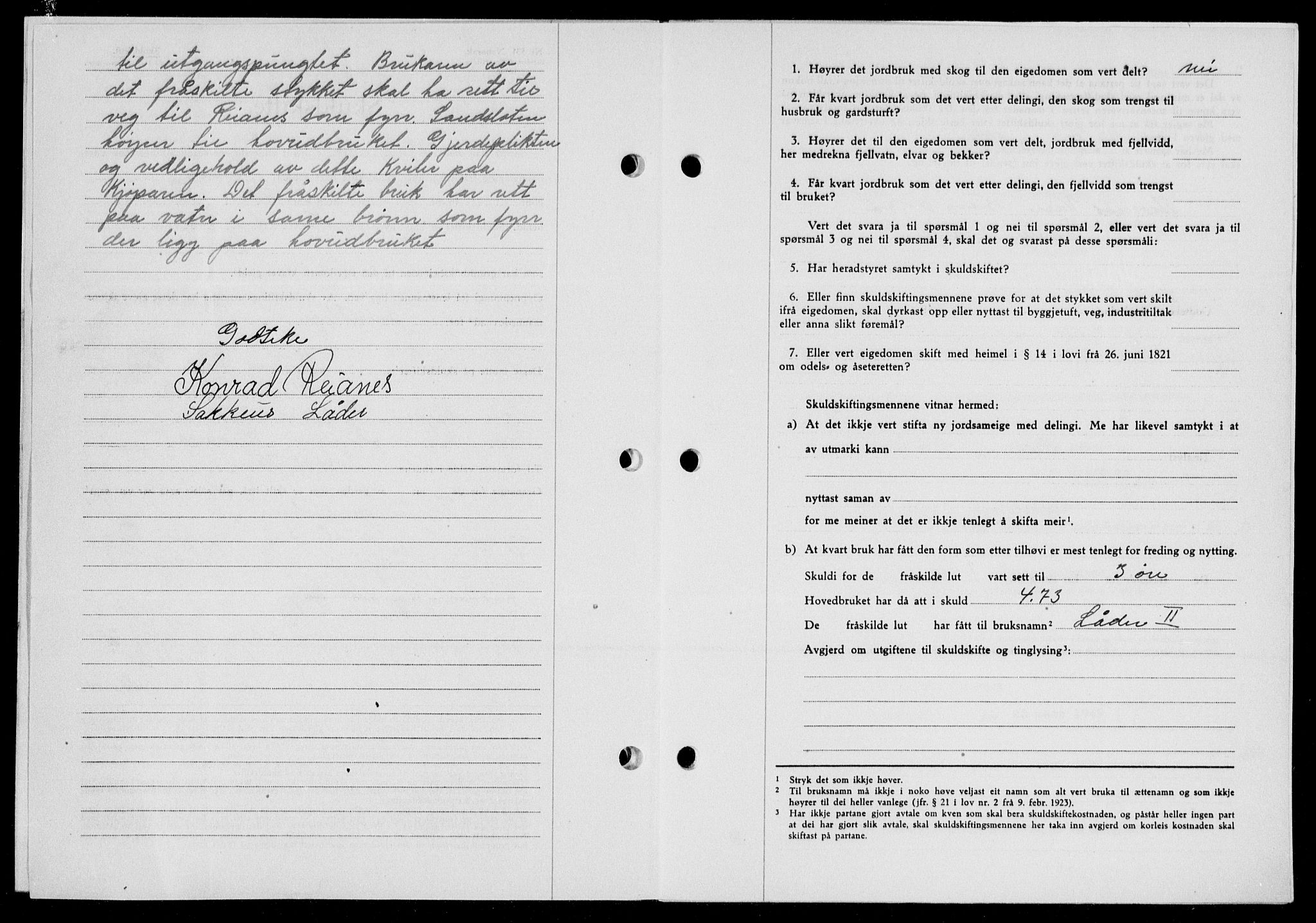 Ryfylke tingrett, SAST/A-100055/001/II/IIB/L0104: Mortgage book no. 83, 1948-1949, Diary no: : 446/1949