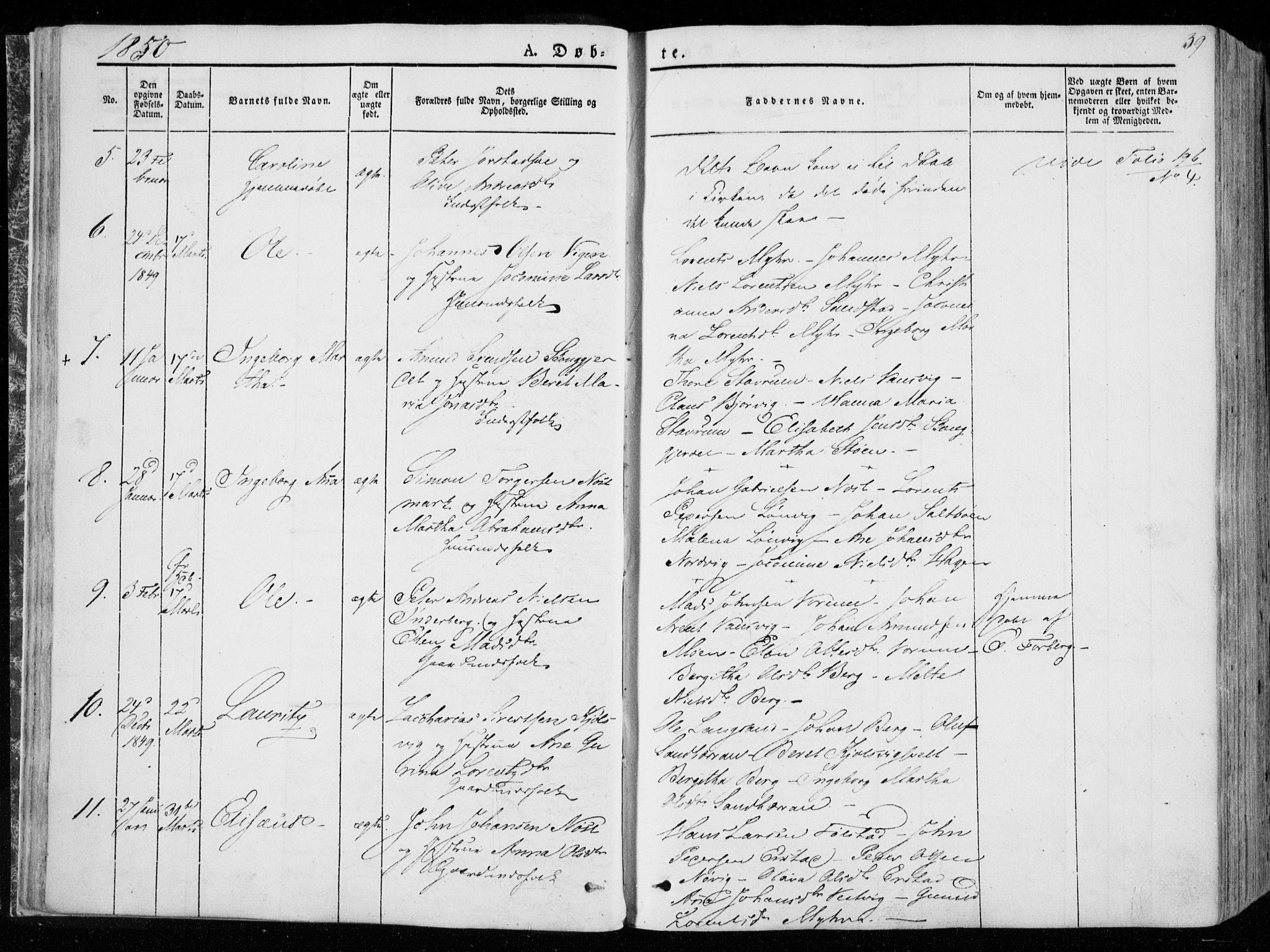 Ministerialprotokoller, klokkerbøker og fødselsregistre - Nord-Trøndelag, SAT/A-1458/722/L0218: Parish register (official) no. 722A05, 1843-1868, p. 39
