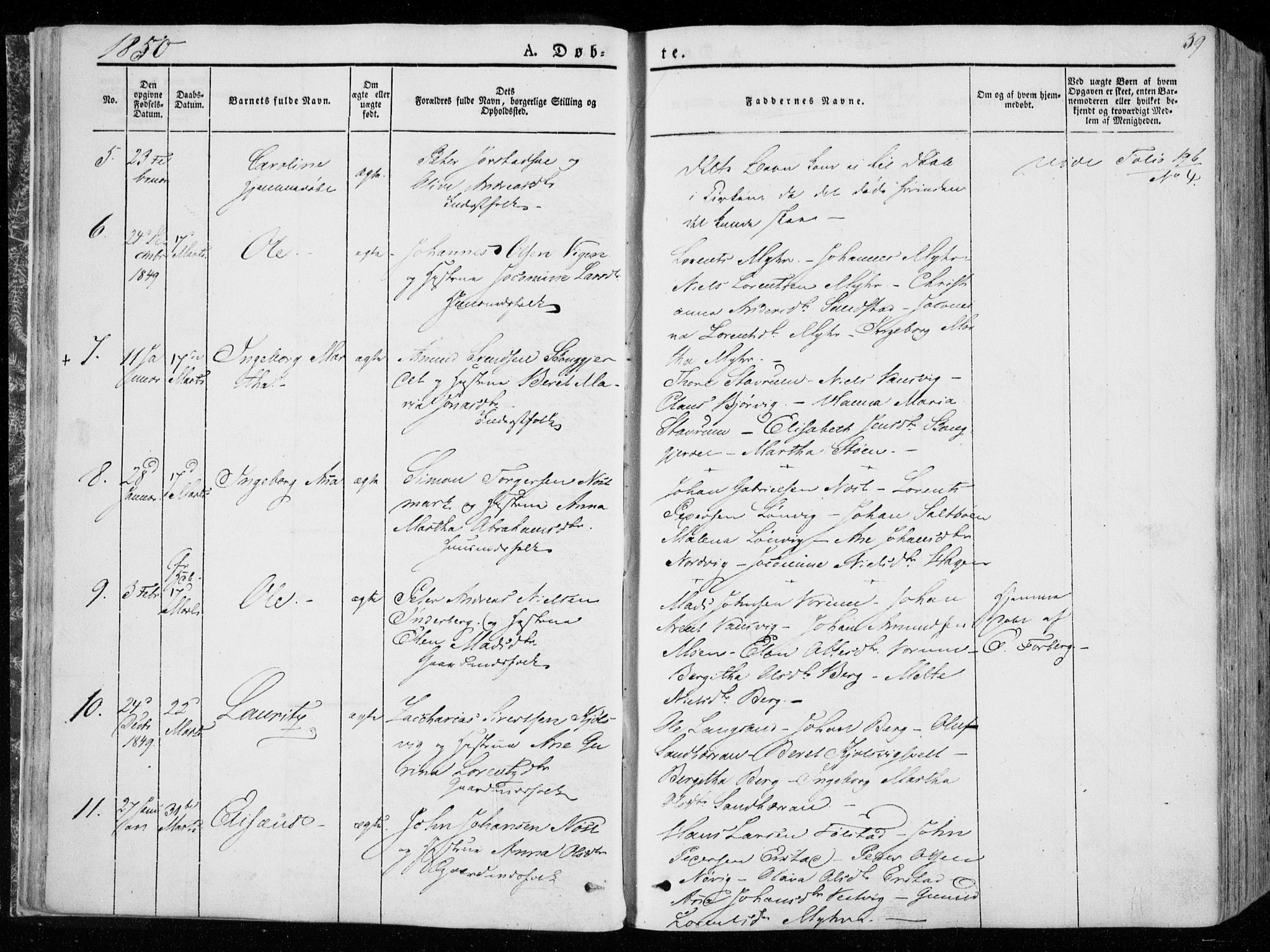 Ministerialprotokoller, klokkerbøker og fødselsregistre - Nord-Trøndelag, AV/SAT-A-1458/722/L0218: Parish register (official) no. 722A05, 1843-1868, p. 39