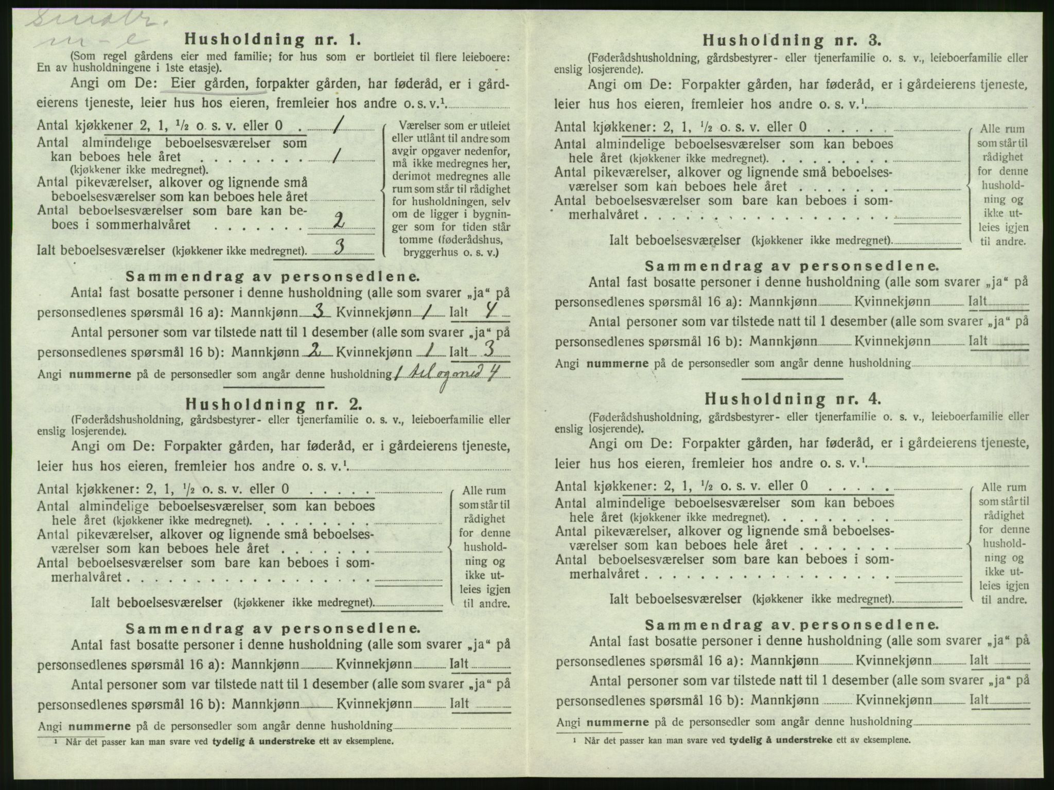 SAT, 1920 census for Nesna, 1920, p. 50