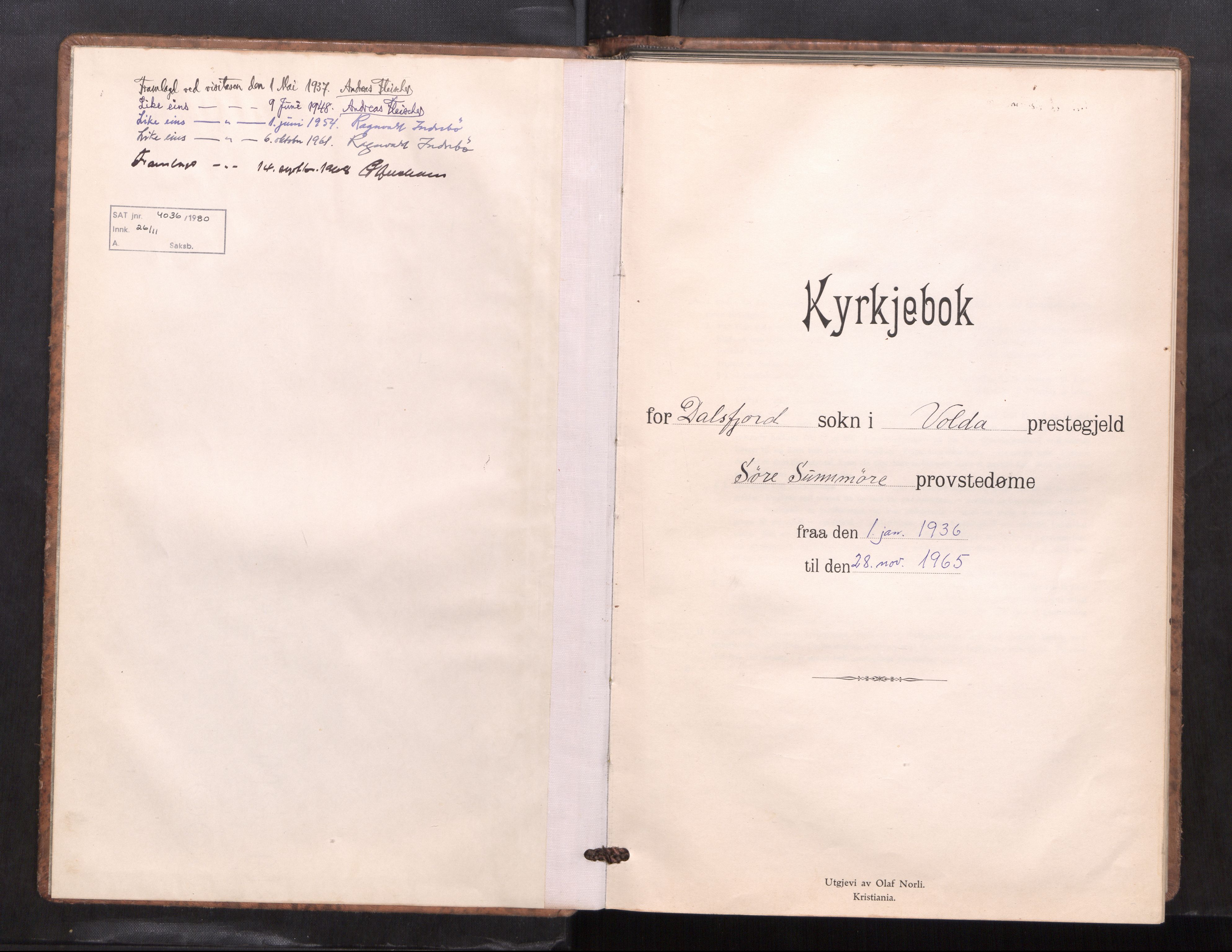 Ministerialprotokoller, klokkerbøker og fødselsregistre - Møre og Romsdal, SAT/A-1454/512/L0171: Parish register (copy) no. 512---, 1936-1965