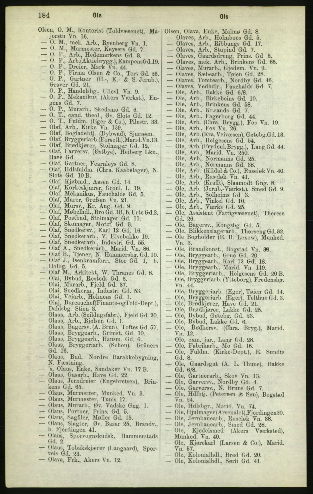 Kristiania/Oslo adressebok, PUBL/-, 1882, p. 184