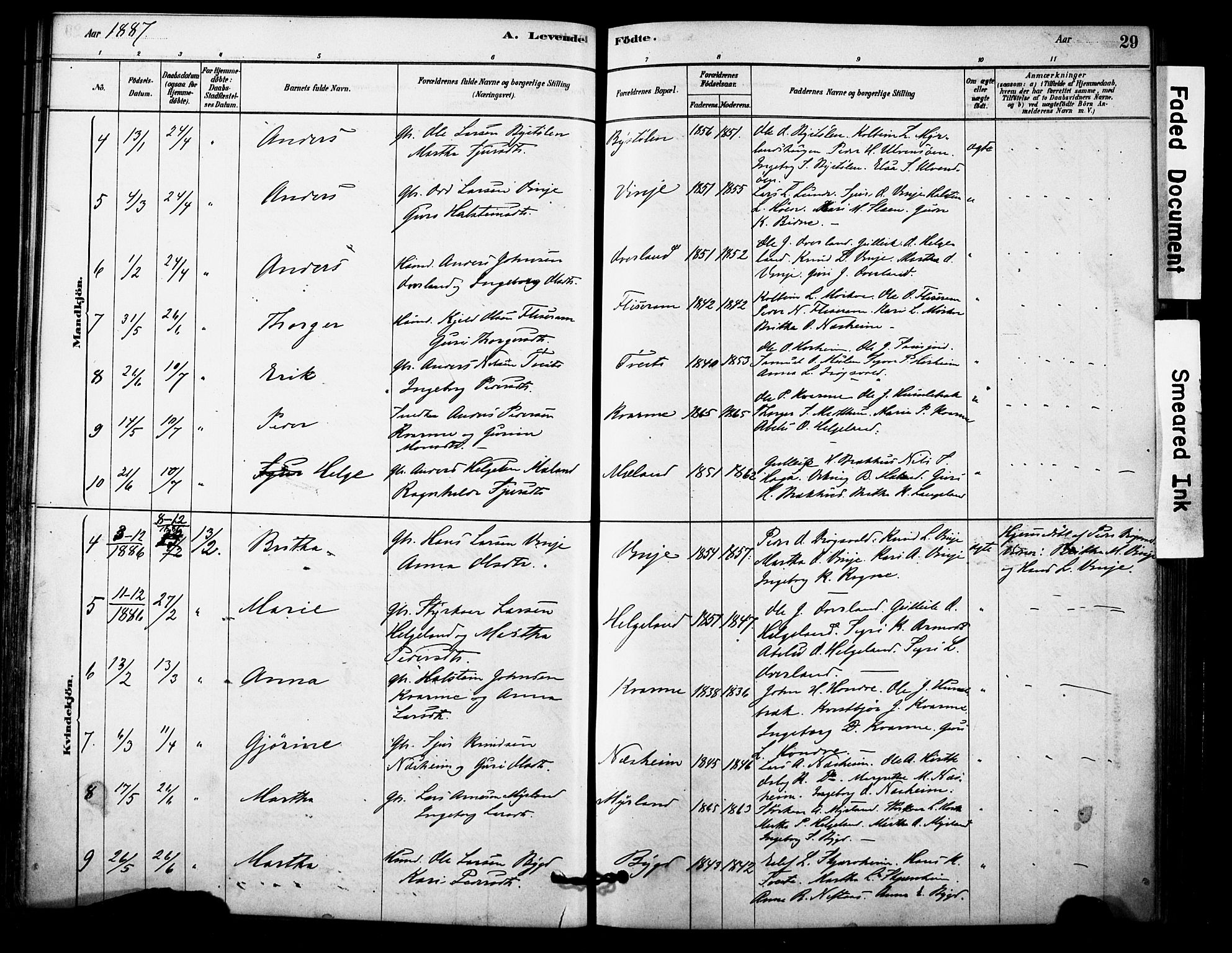 Vossestrand Sokneprestembete, AV/SAB-A-79101/H/Haa: Parish register (official) no. C 1, 1878-1903, p. 29