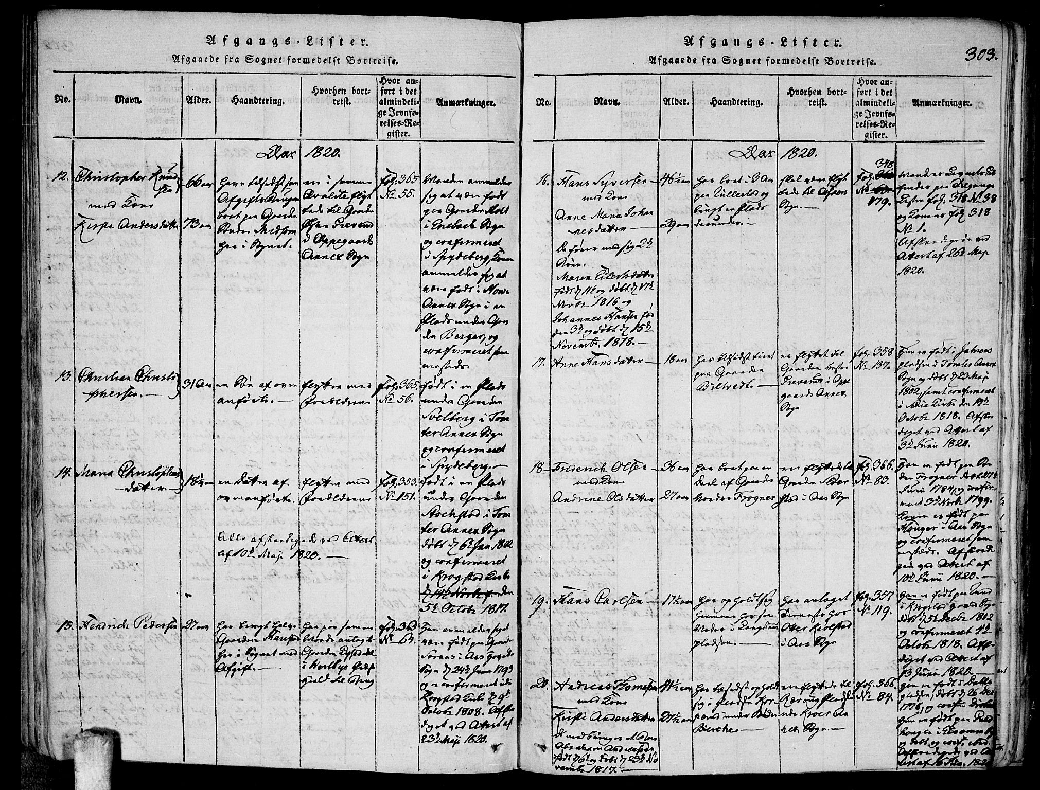 Kråkstad prestekontor Kirkebøker, SAO/A-10125a/F/Fa/L0003: Parish register (official) no. I 3, 1813-1824, p. 303
