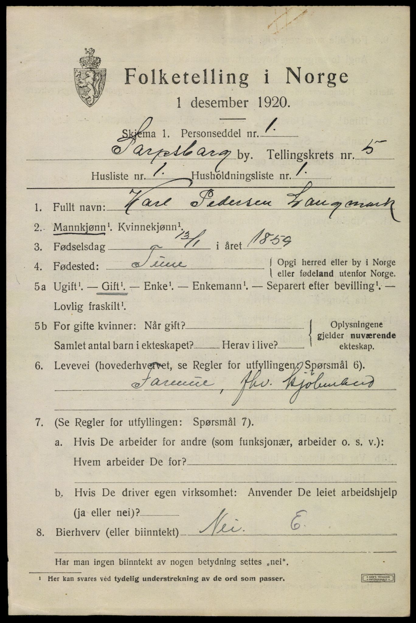 SAO, 1920 census for Sarpsborg, 1920, p. 13428