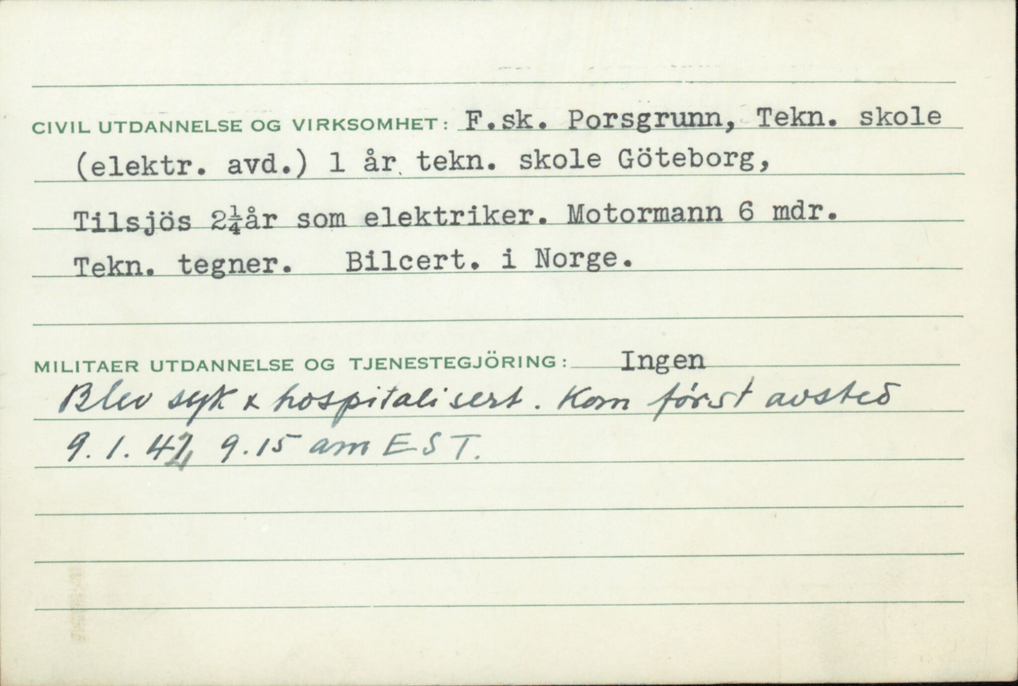 Forsvaret, Forsvarets overkommando/Luftforsvarsstaben, AV/RA-RAFA-4079/P/Pa/L0028: Personellpapirer, 1911, p. 158