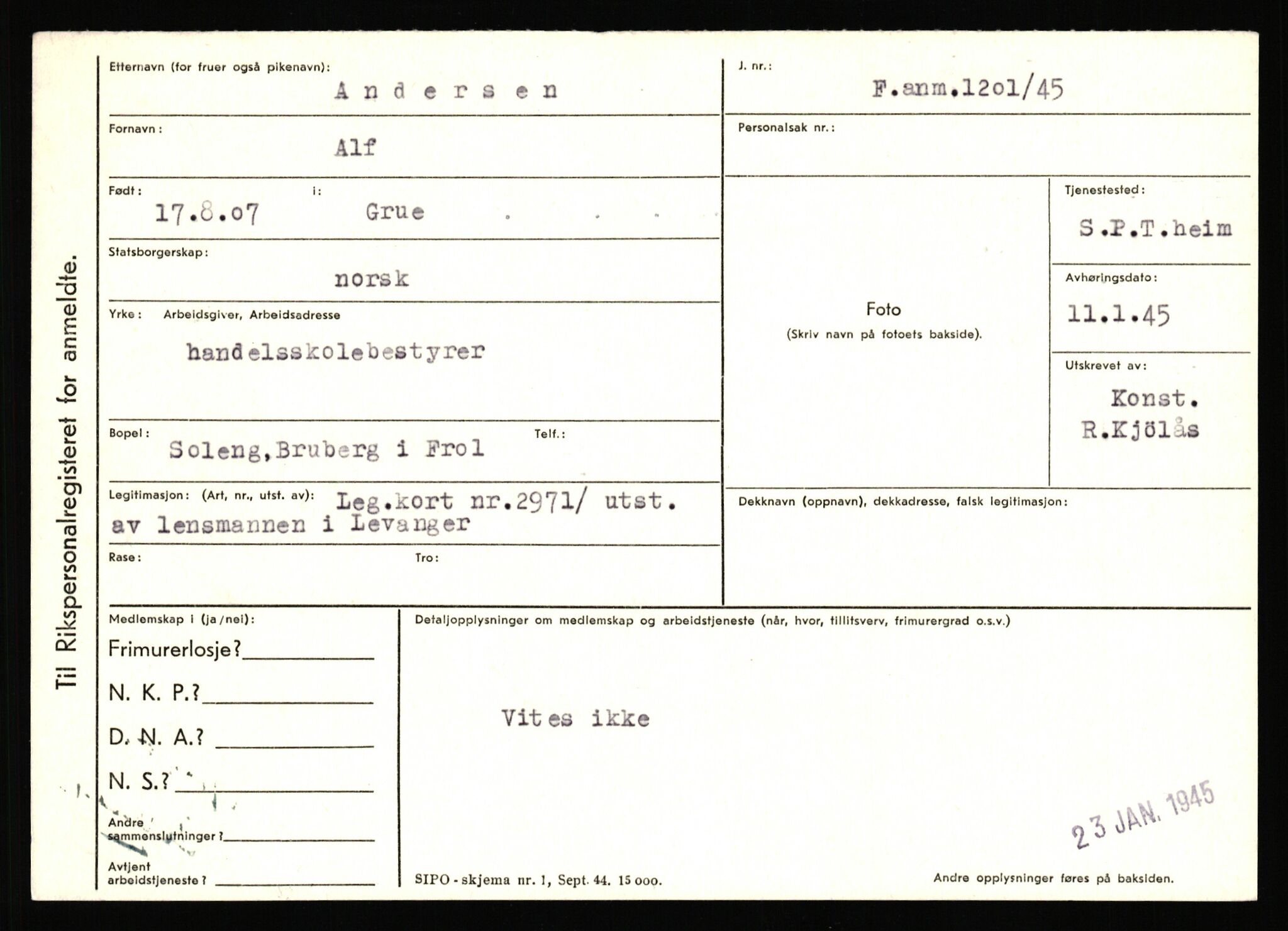 Statspolitiet - Hovedkontoret / Osloavdelingen, AV/RA-S-1329/C/Ca/L0001: Aabakken - Armann, 1943-1945, p. 1993