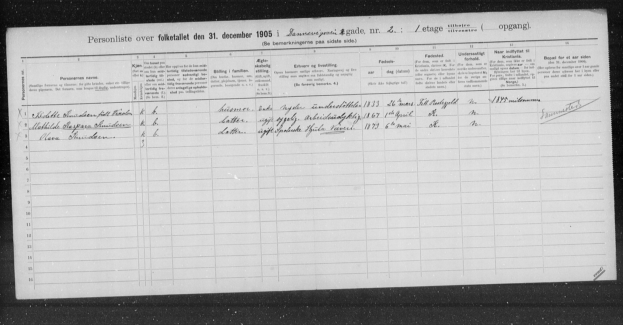 OBA, Municipal Census 1905 for Kristiania, 1905, p. 7837