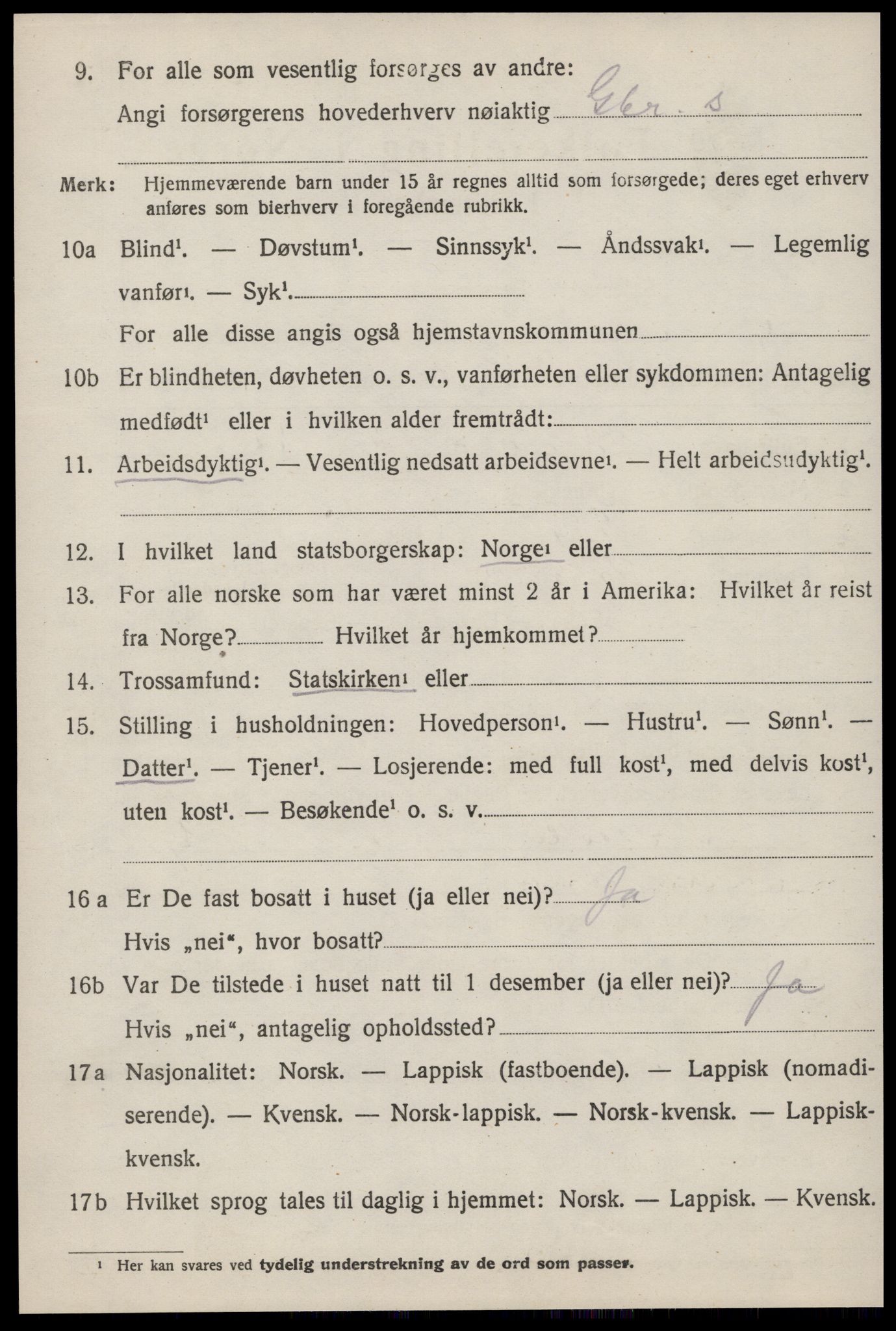 SAT, 1920 census for Ørland, 1920, p. 4940