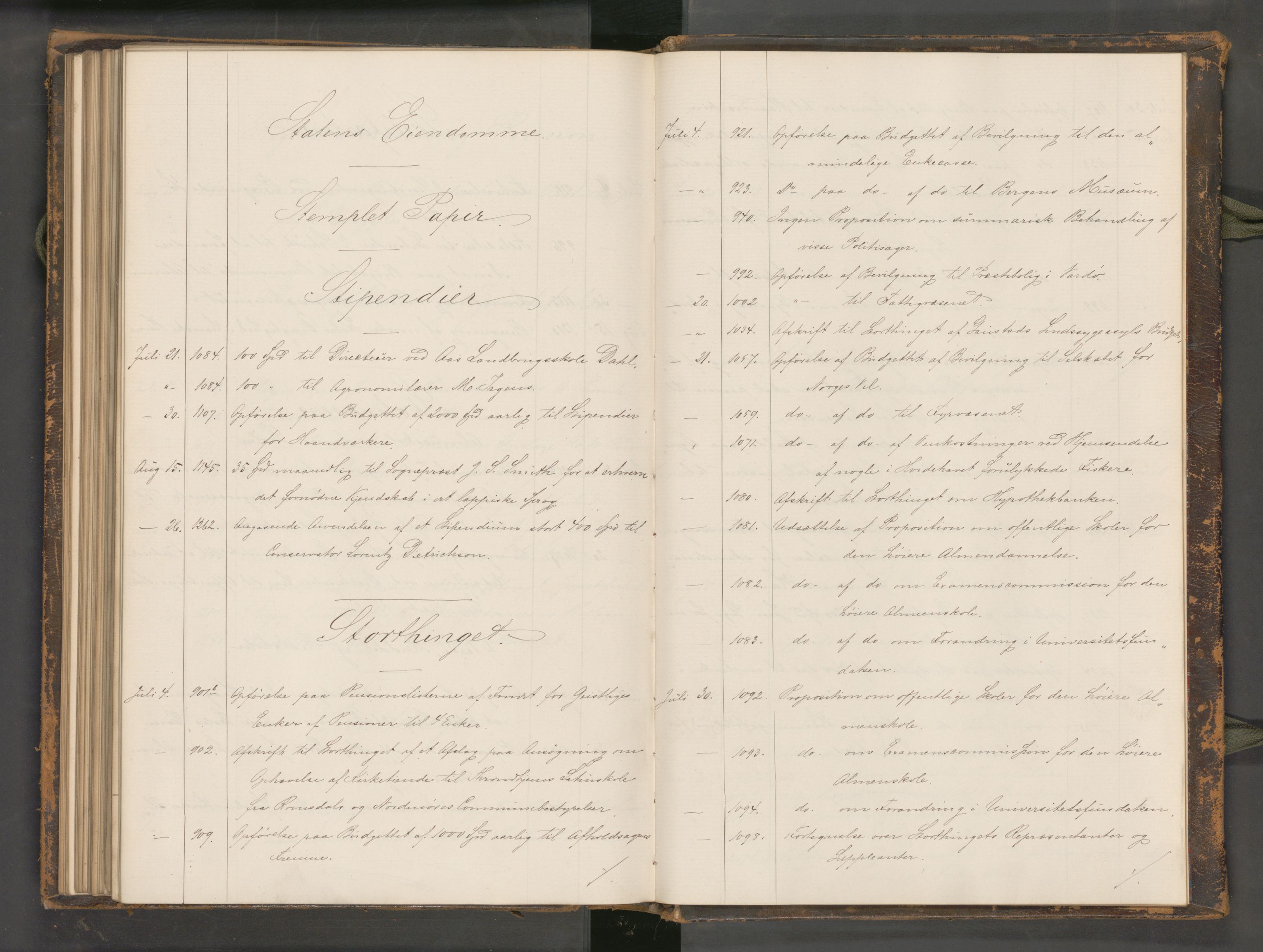 Statsrådssekretariatet, RA/S-1001/A/Ab/L0111: Kgl. res. nr. 901-1274, 2. halvår, 1868