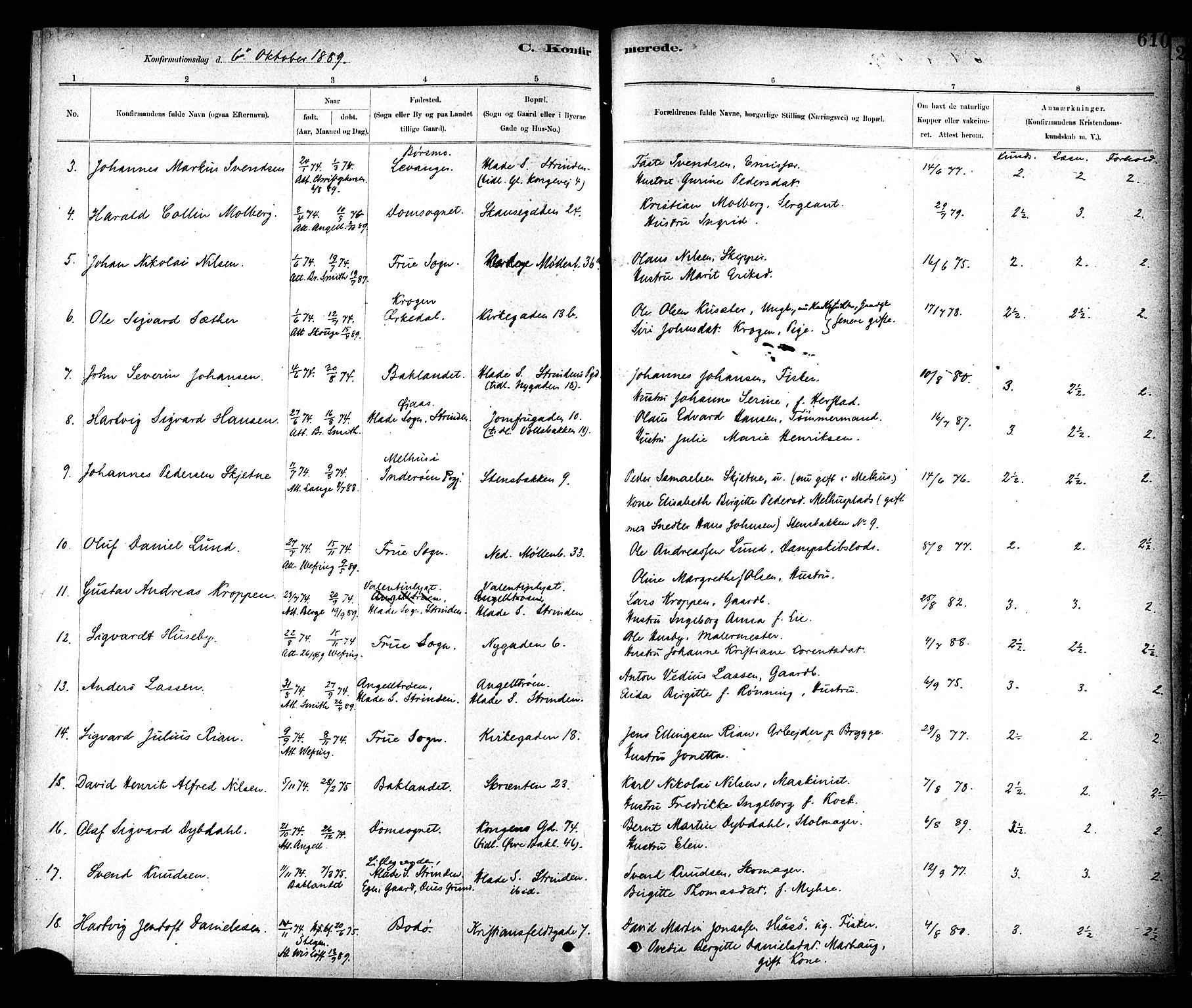 Ministerialprotokoller, klokkerbøker og fødselsregistre - Sør-Trøndelag, AV/SAT-A-1456/604/L0188: Parish register (official) no. 604A09, 1878-1892, p. 610