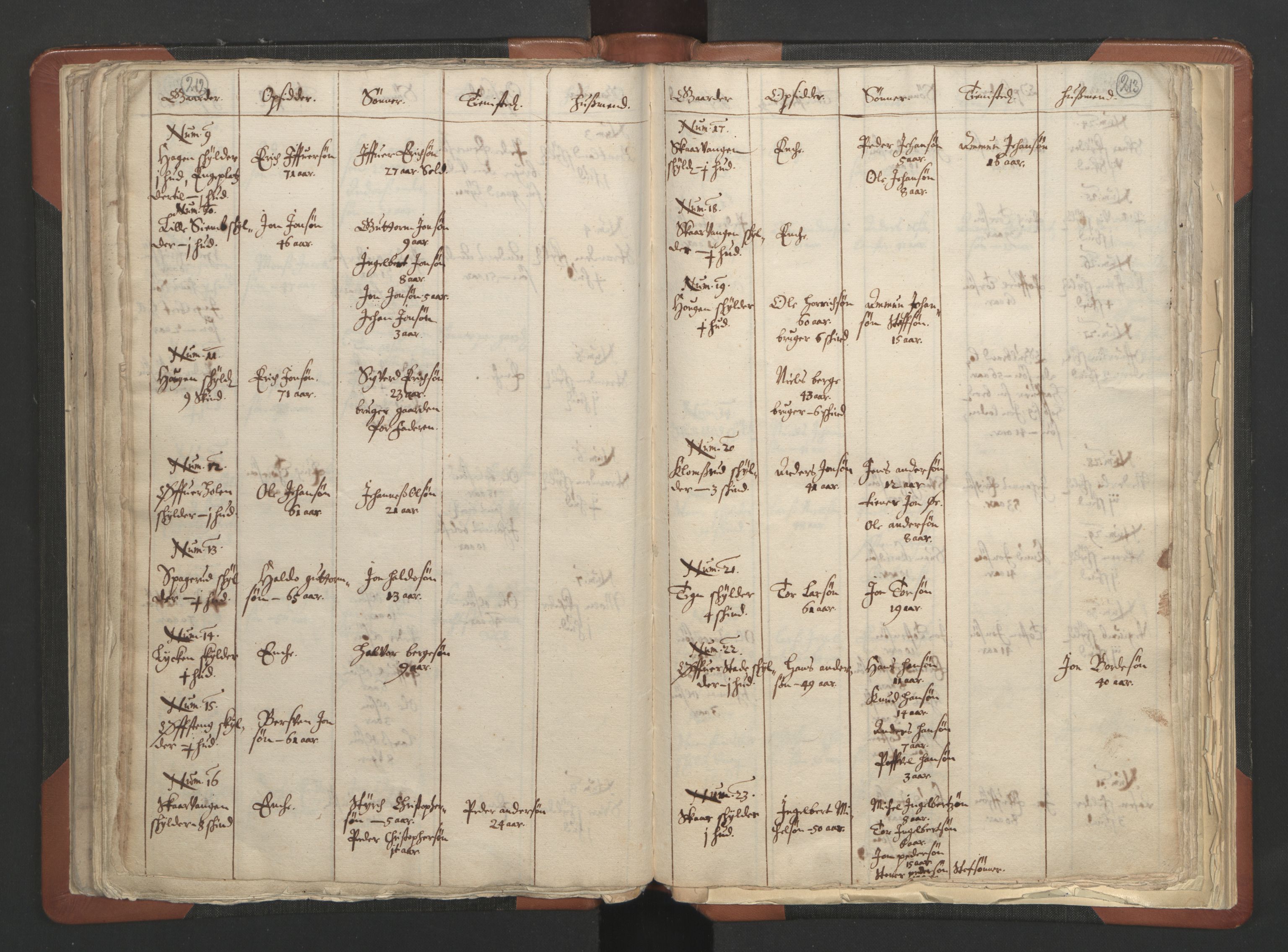 RA, Vicar's Census 1664-1666, no. 6: Gudbrandsdal deanery, 1664-1666, p. 212-213