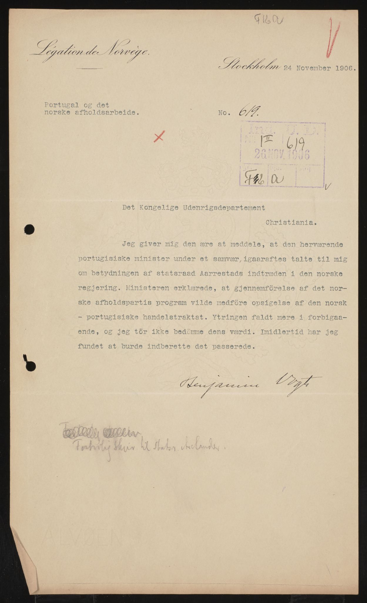 Utenriksdepartementet, AV/RA-S-2259, 1873-1919, p. 261