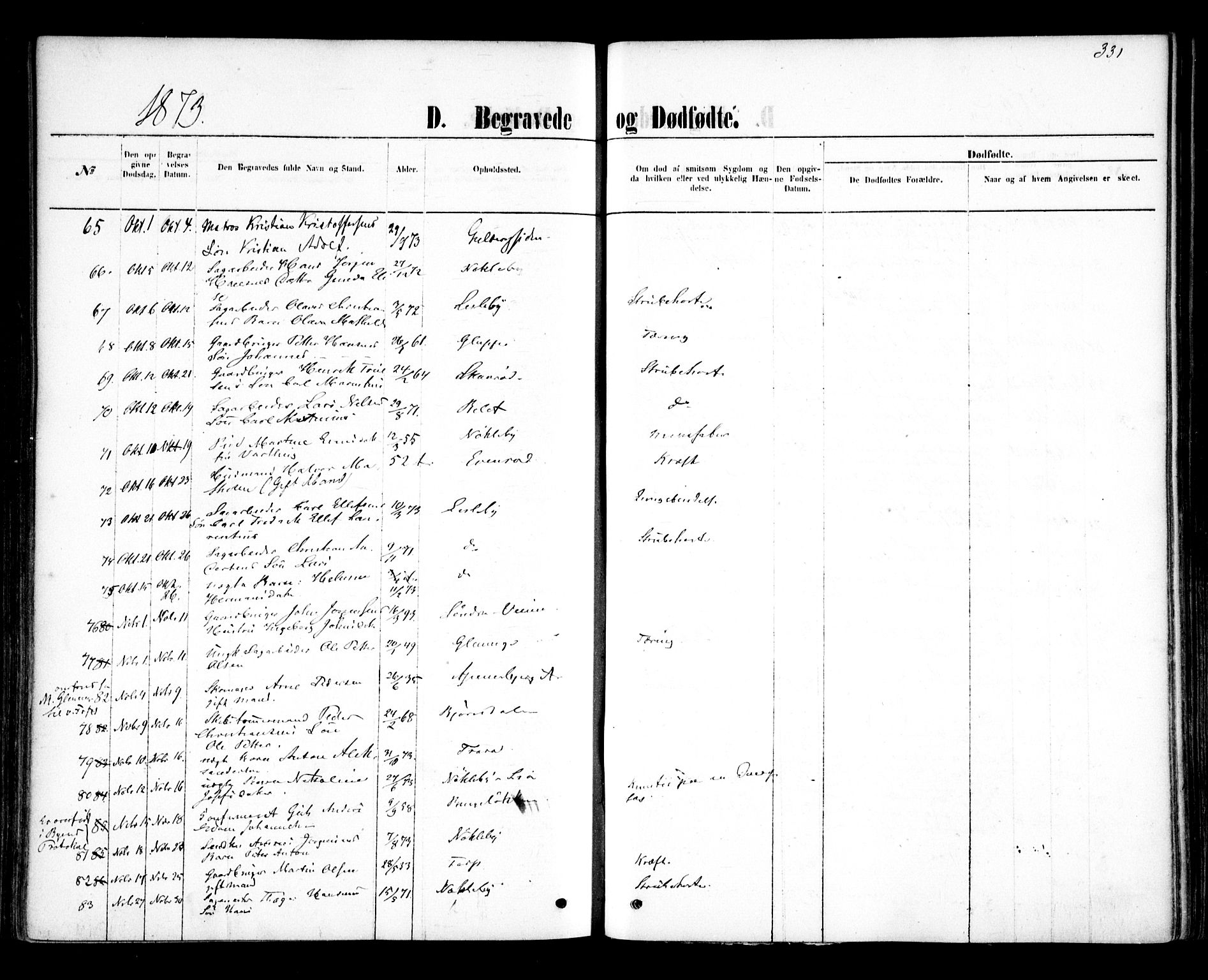 Glemmen prestekontor Kirkebøker, AV/SAO-A-10908/F/Fa/L0009: Parish register (official) no. 9, 1871-1878, p. 331