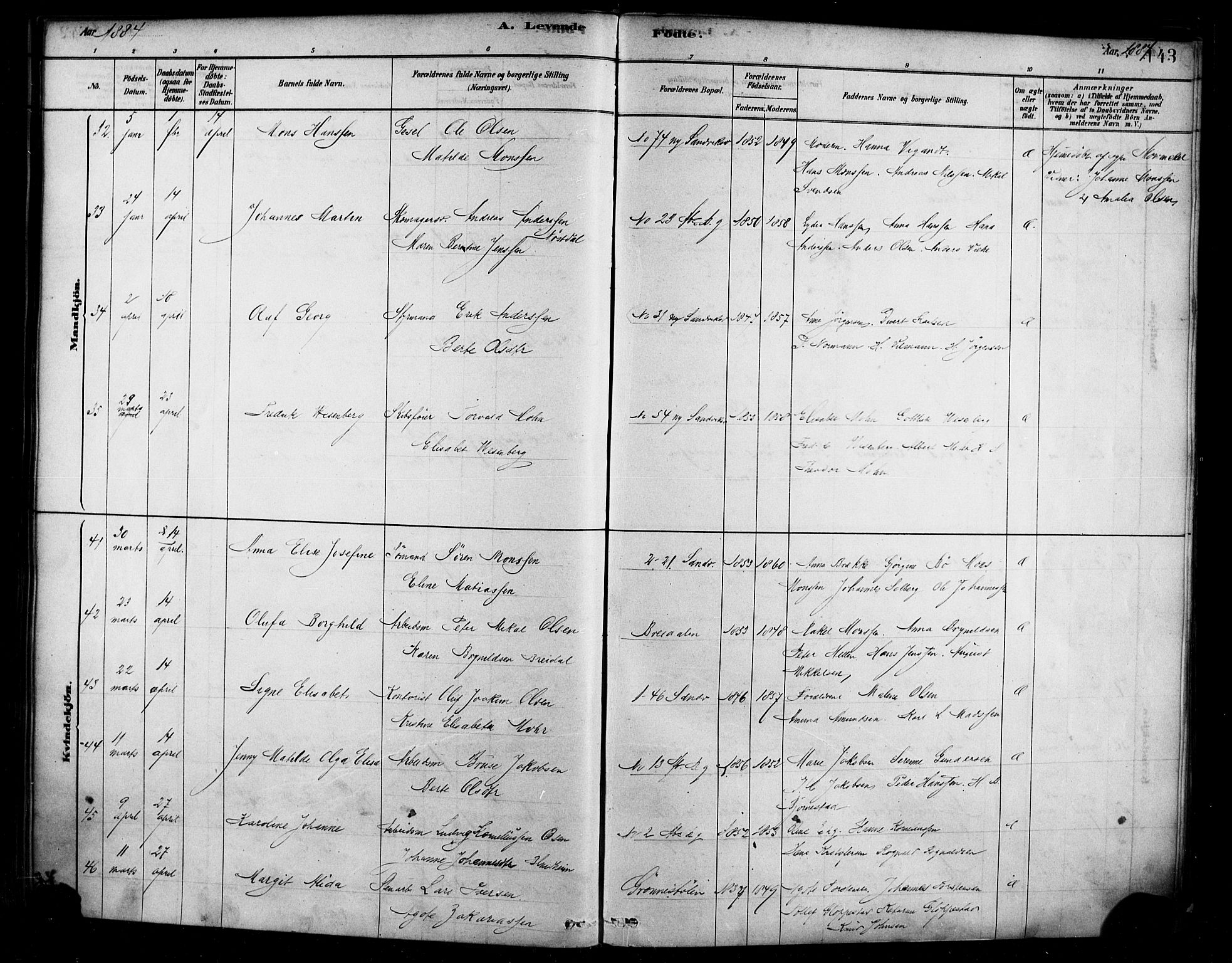 Sandviken Sokneprestembete, AV/SAB-A-77601/H/Ha/L0004: Parish register (official) no. B 1, 1878-1891, p. 143