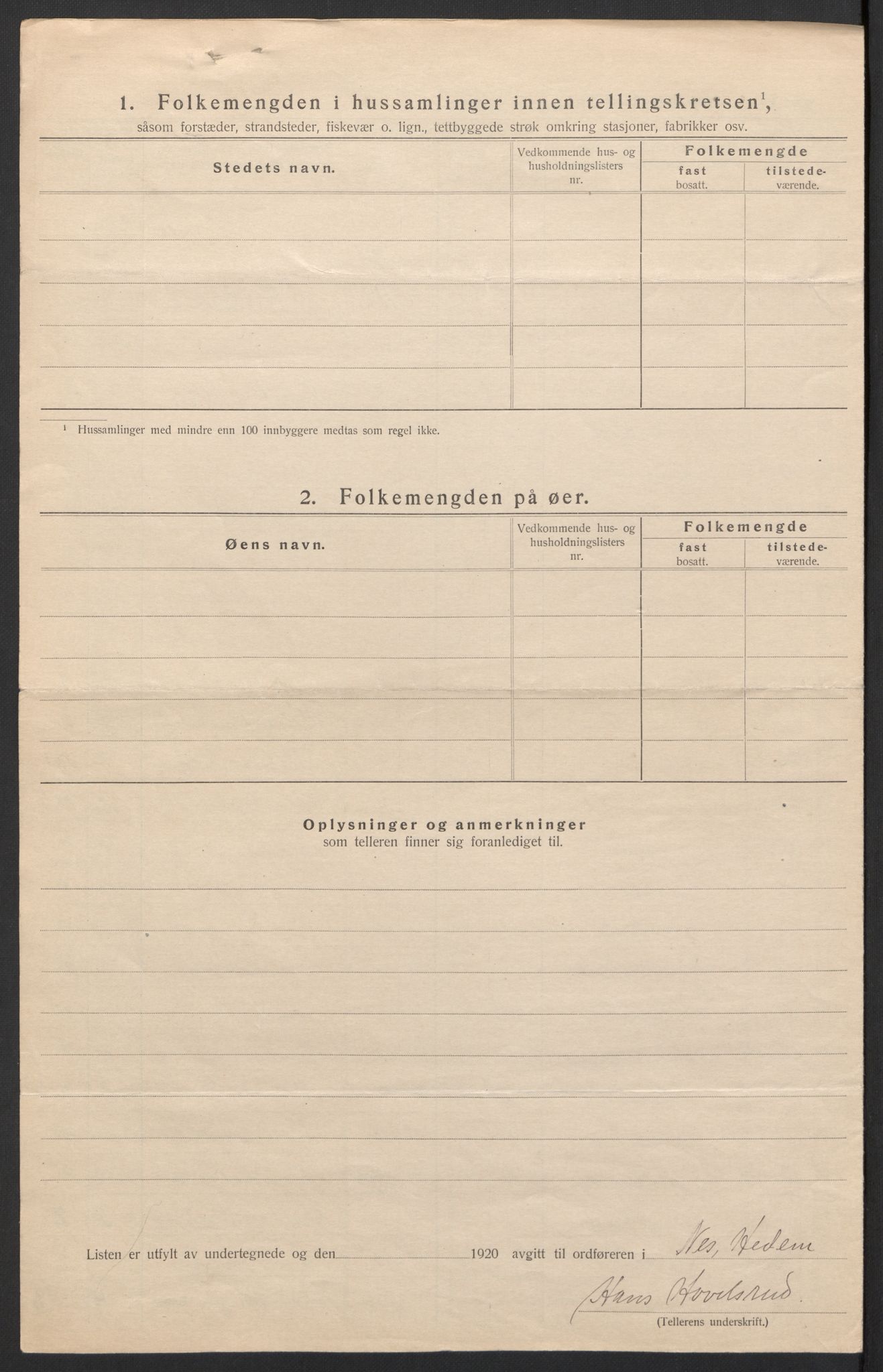 SAH, 1920 census for Nes (Hedmark), 1920, p. 15