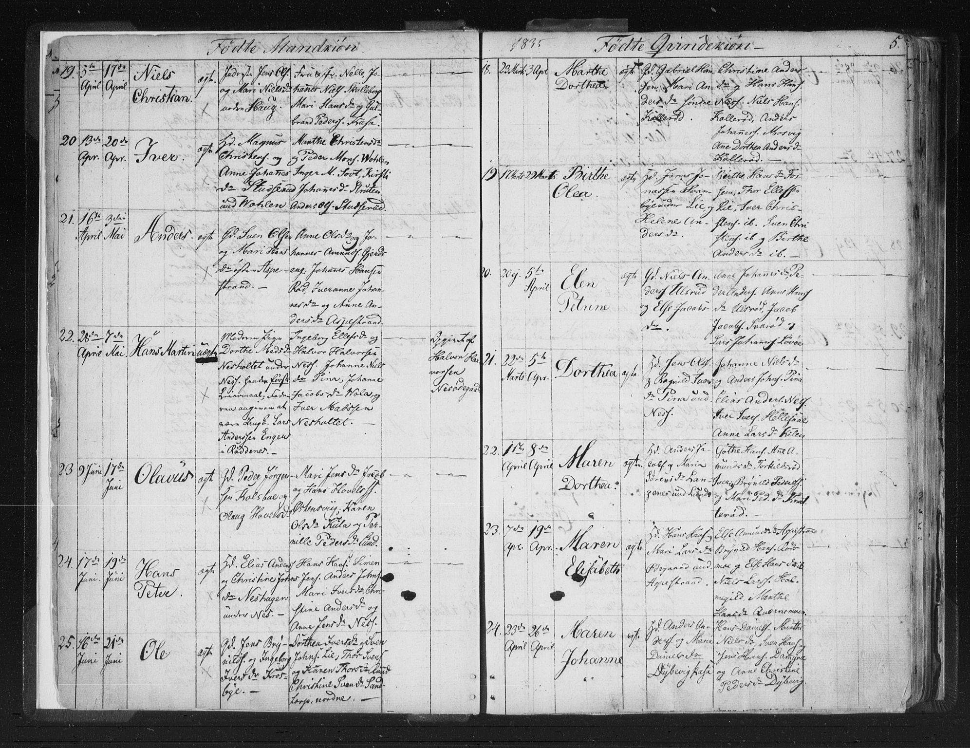 Aremark prestekontor Kirkebøker, AV/SAO-A-10899/F/Fc/L0002: Parish register (official) no. III 2, 1834-1849, p. 5