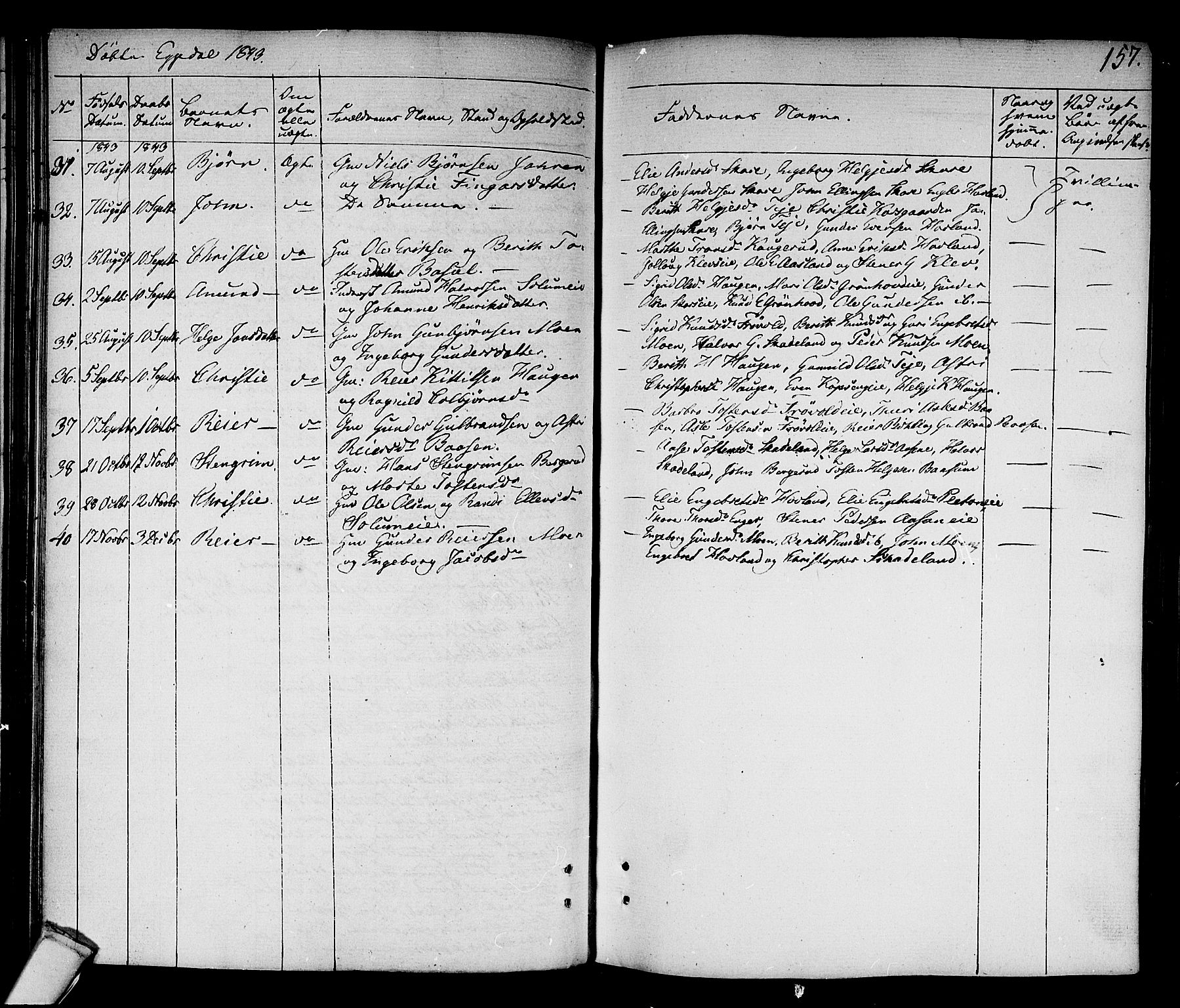 Sigdal kirkebøker, AV/SAKO-A-245/F/Fa/L0006: Parish register (official) no. I 6 /2, 1829-1843, p. 157