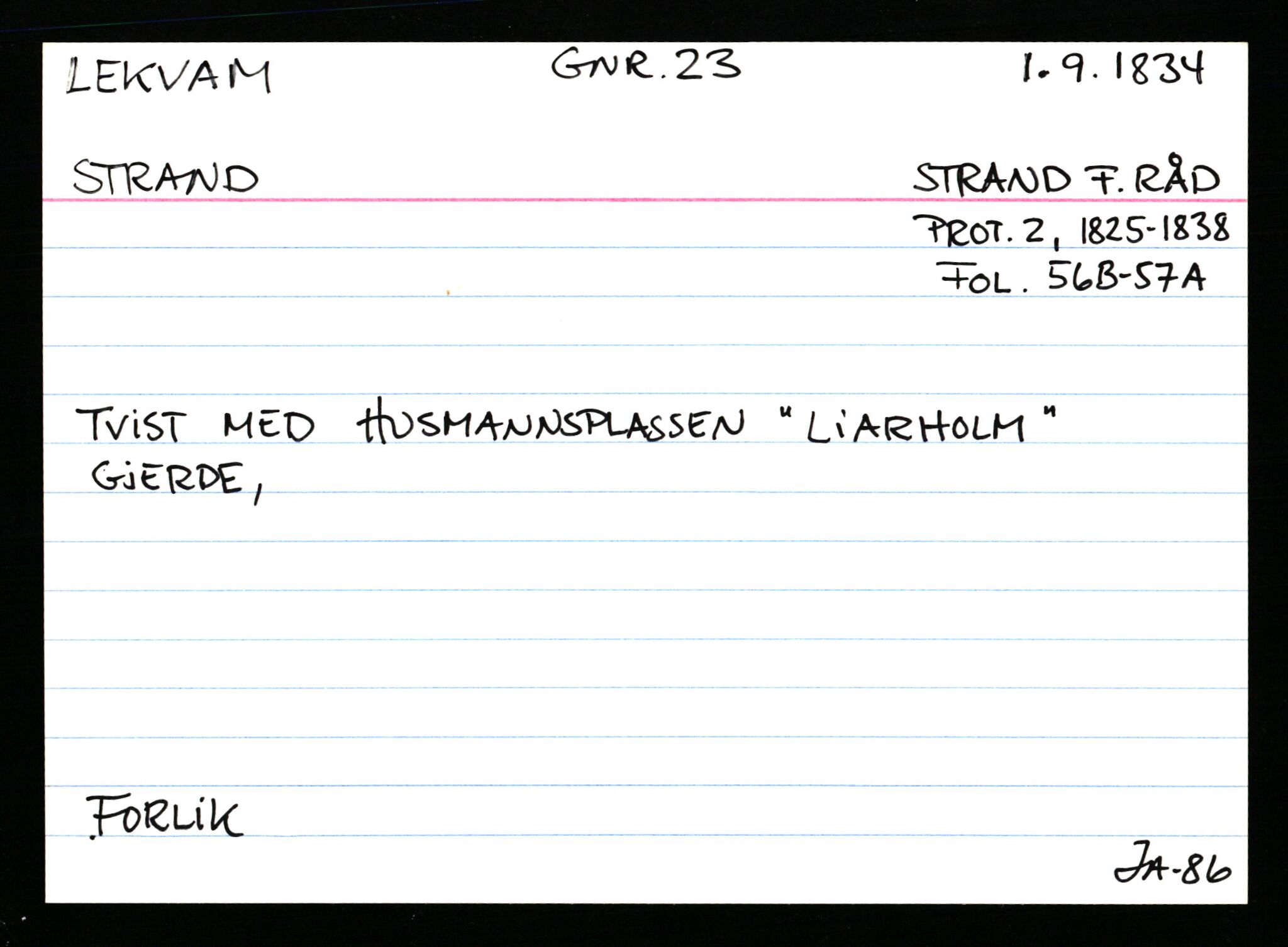 Statsarkivet i Stavanger, AV/SAST-A-101971/03/Y/Ym/L0035: Åstedskort sortert etter gårdsnavn: Leiranger - Lindanger, 1600-1950, p. 63
