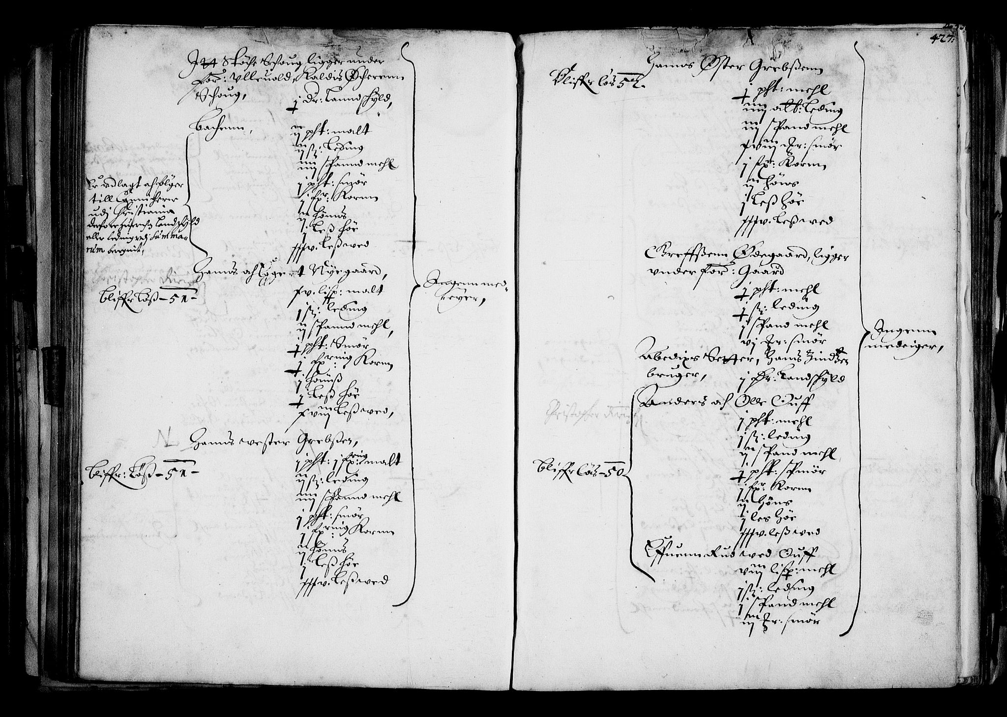 Rentekammeret inntil 1814, Realistisk ordnet avdeling, AV/RA-EA-4070/N/Na/L0001: [XI f]: Akershus stifts jordebok, 1652, p. 426b-427a