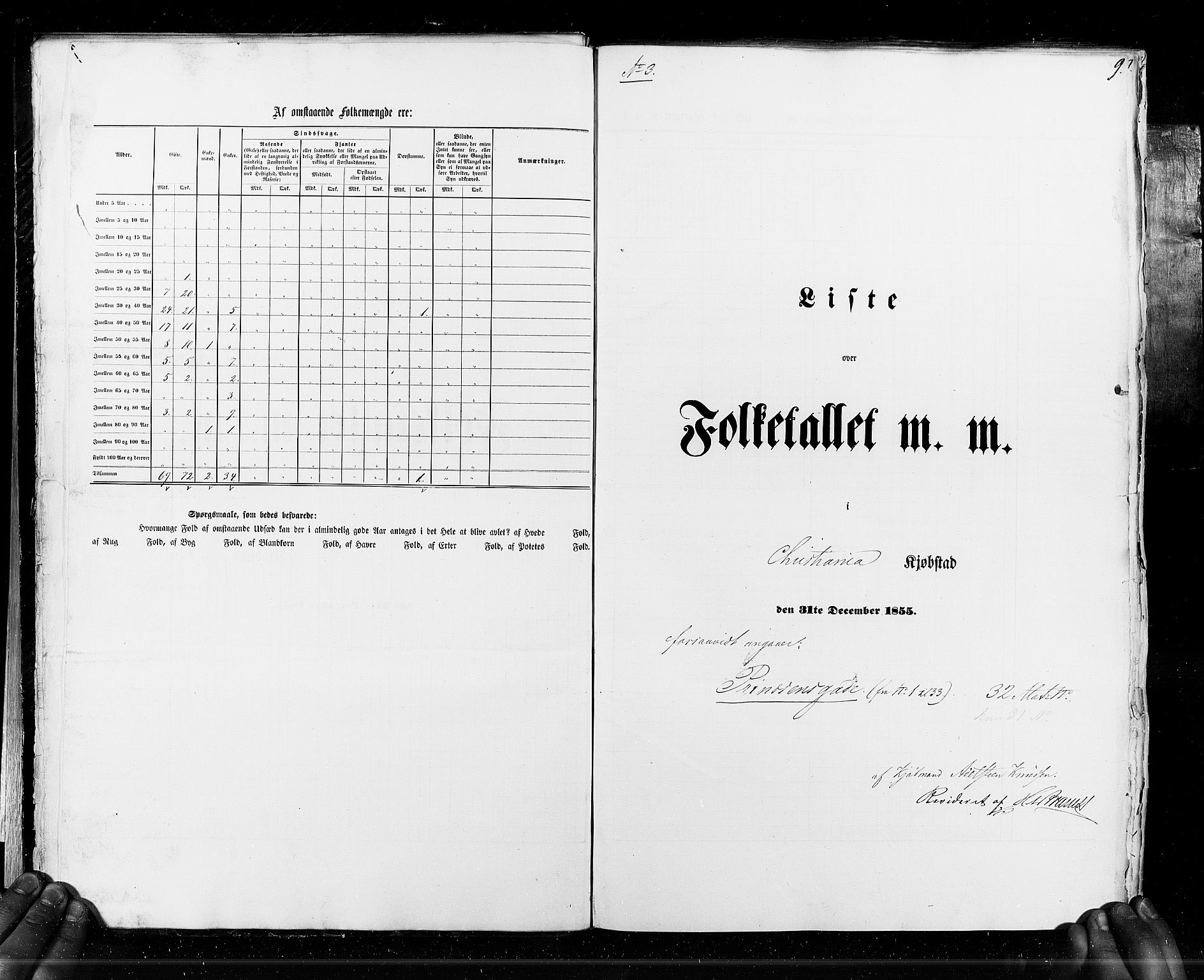 RA, Census 1855, vol. 7: Fredrikshald-Kragerø, 1855, p. 9