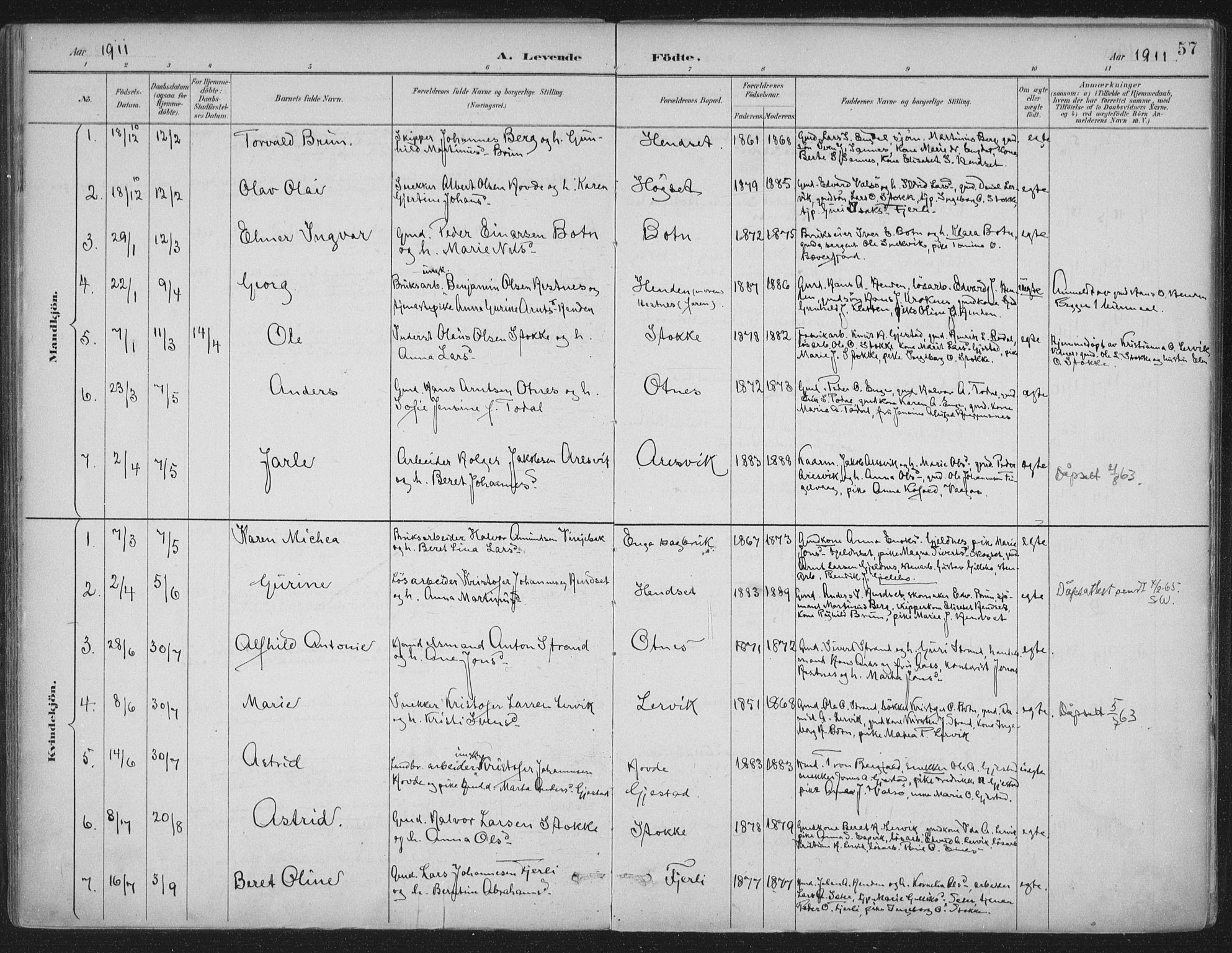 Ministerialprotokoller, klokkerbøker og fødselsregistre - Møre og Romsdal, AV/SAT-A-1454/580/L0925: Parish register (official) no. 580A02, 1888-1913, p. 57