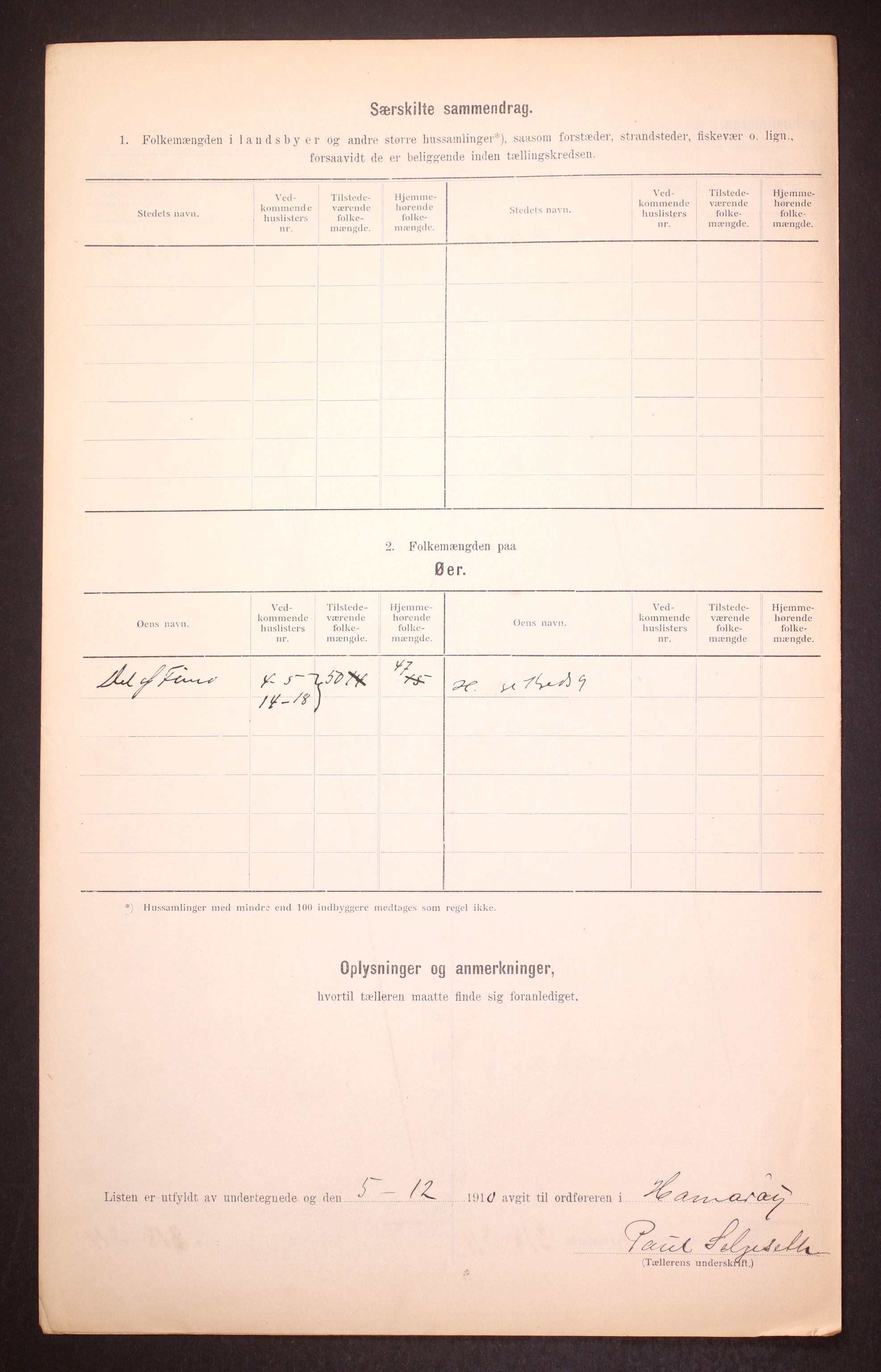 RA, 1910 census for Hamarøy, 1910, p. 33