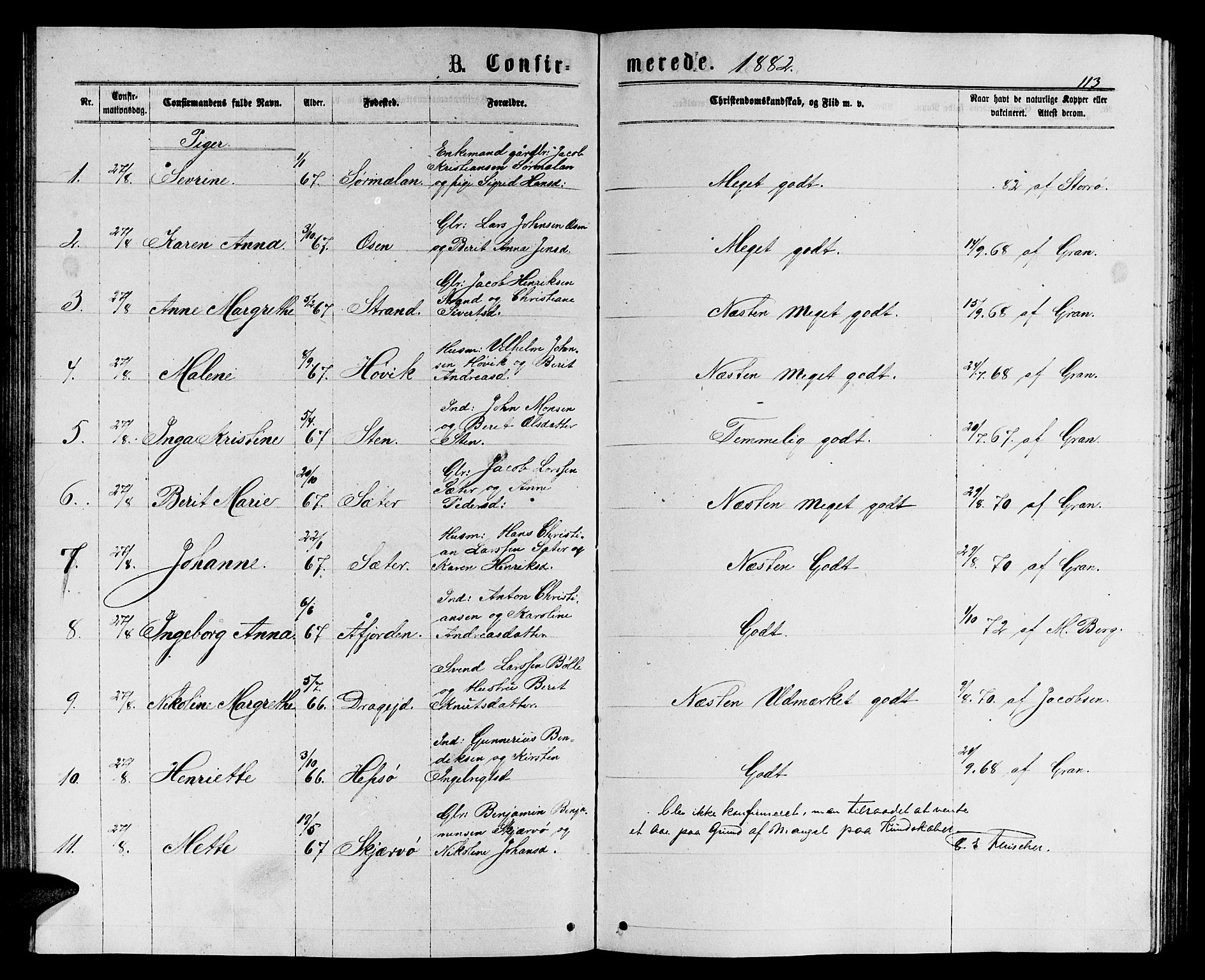 Ministerialprotokoller, klokkerbøker og fødselsregistre - Sør-Trøndelag, SAT/A-1456/658/L0725: Parish register (copy) no. 658C01, 1867-1882, p. 113
