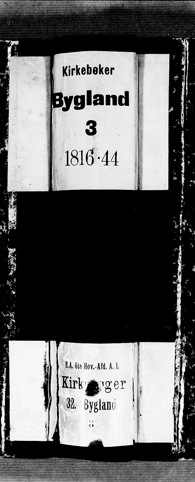 Bygland sokneprestkontor, SAK/1111-0006/F/Fb/Fbb/L0001: Parish register (copy) no. B 1, 1816-1843