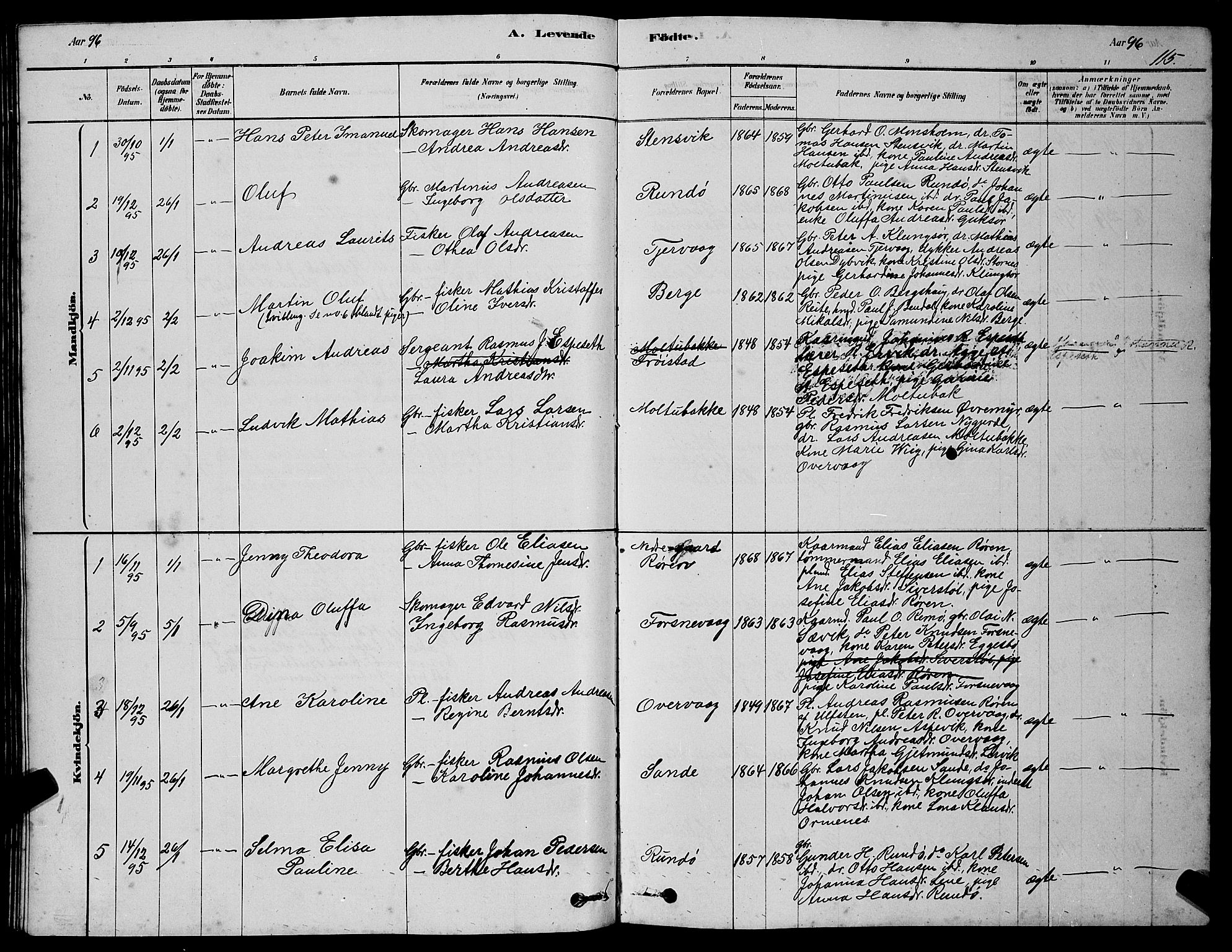 Ministerialprotokoller, klokkerbøker og fødselsregistre - Møre og Romsdal, AV/SAT-A-1454/507/L0081: Parish register (copy) no. 507C04, 1878-1898, p. 115