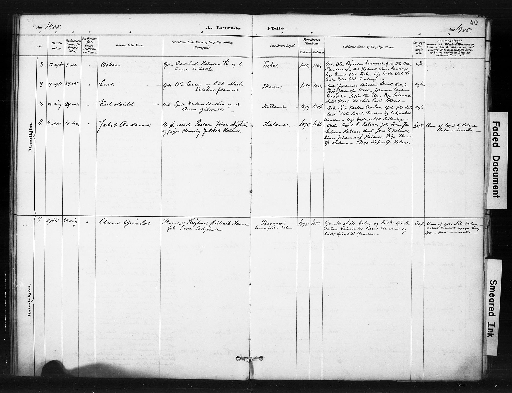 Hjelmeland sokneprestkontor, SAST/A-101843/01/IV/L0015: Parish register (official) no. A 15, 1887-1910, p. 40