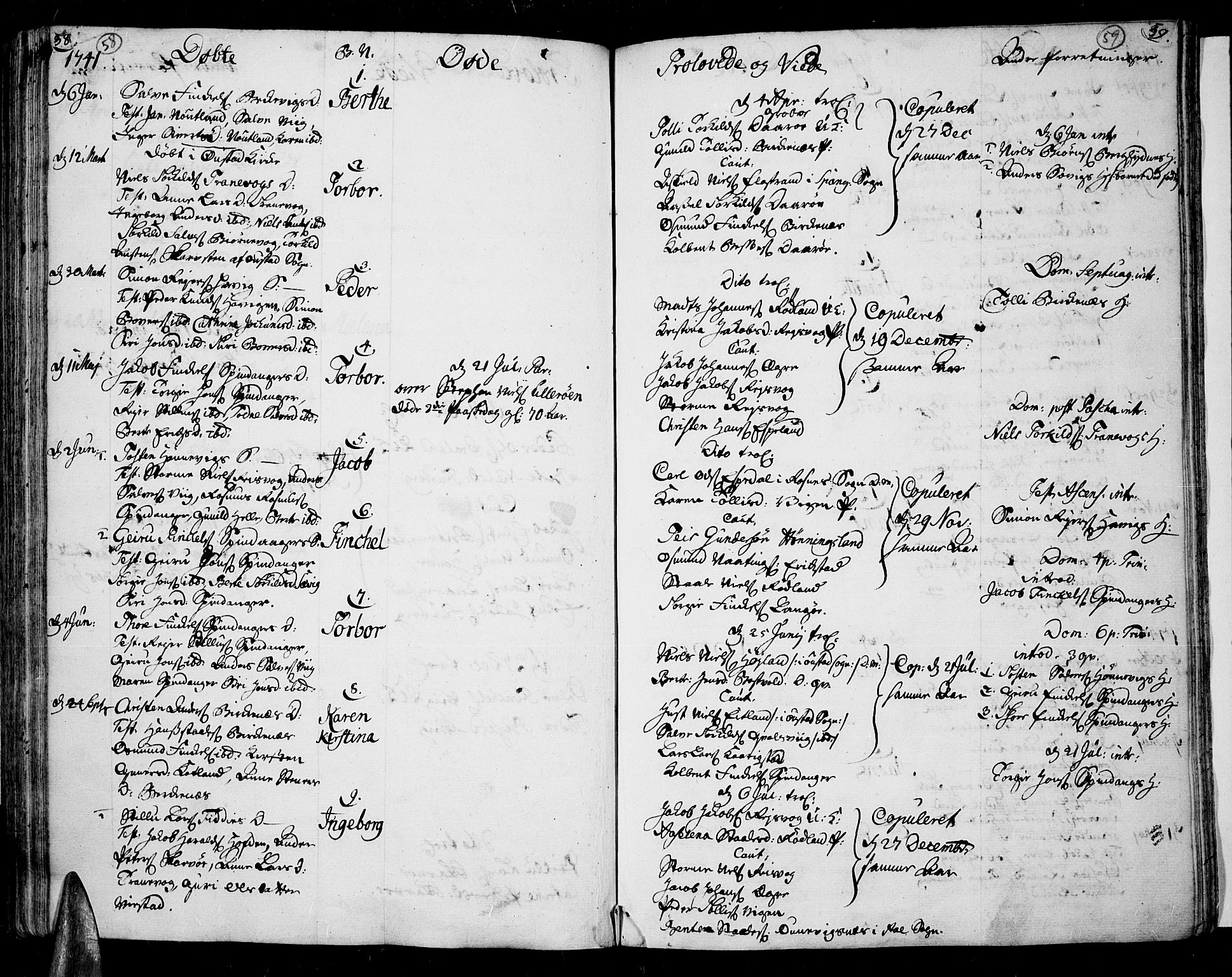 Lista sokneprestkontor, AV/SAK-1111-0027/F/Fa/L0002: Parish register (official) no. A 2 /3, 1726-1751, p. 58-59