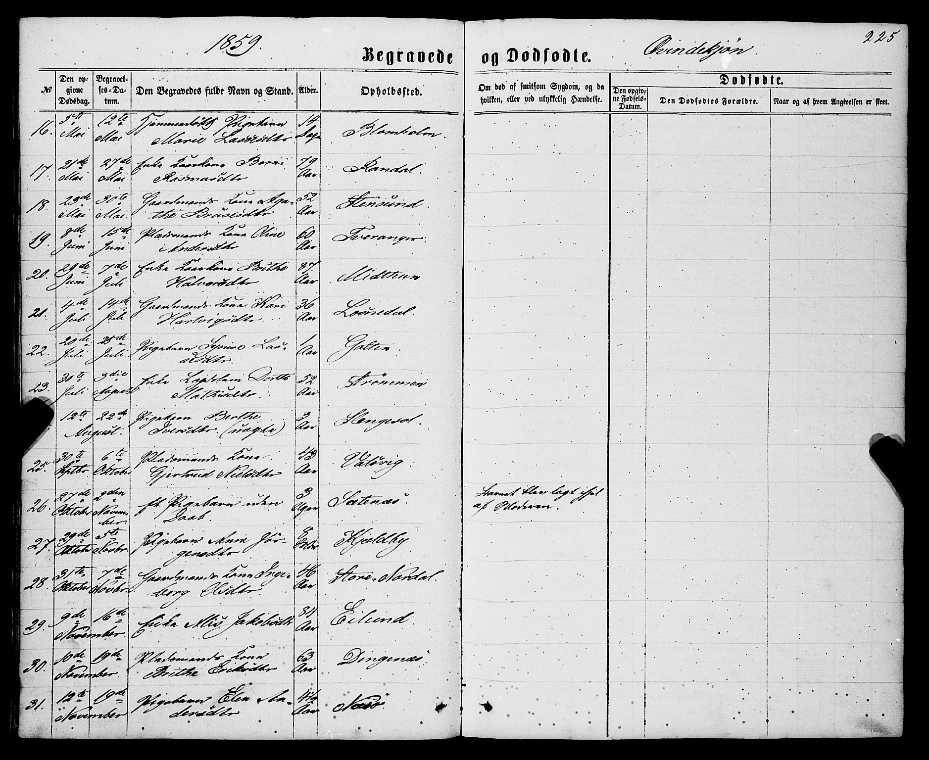 Gulen sokneprestembete, AV/SAB-A-80201/H/Haa/Haaa/L0022: Parish register (official) no. A 22, 1859-1869, p. 225