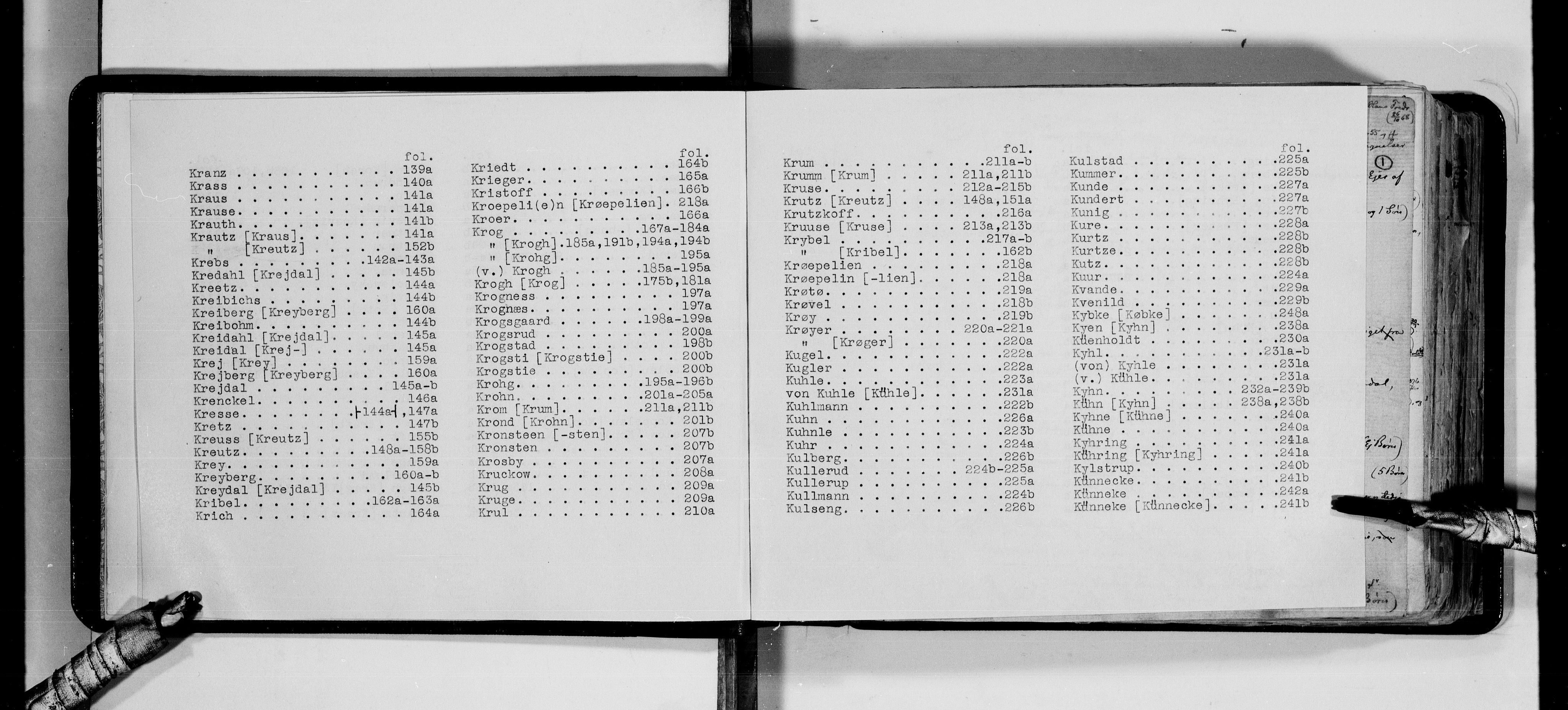 Lassens samlinger, AV/RA-PA-0051/F/Fa/L0024: Personalhistoriske og genealogiske opptegnelser: Knagenhjelm - Køster, 1500-1907