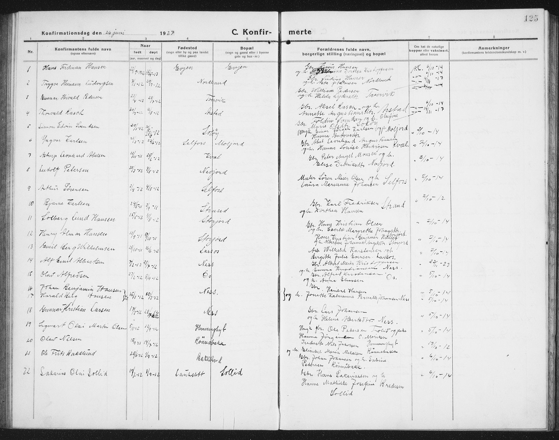 Ministerialprotokoller, klokkerbøker og fødselsregistre - Nordland, SAT/A-1459/846/L0656: Parish register (copy) no. 846C06, 1917-1936, p. 125