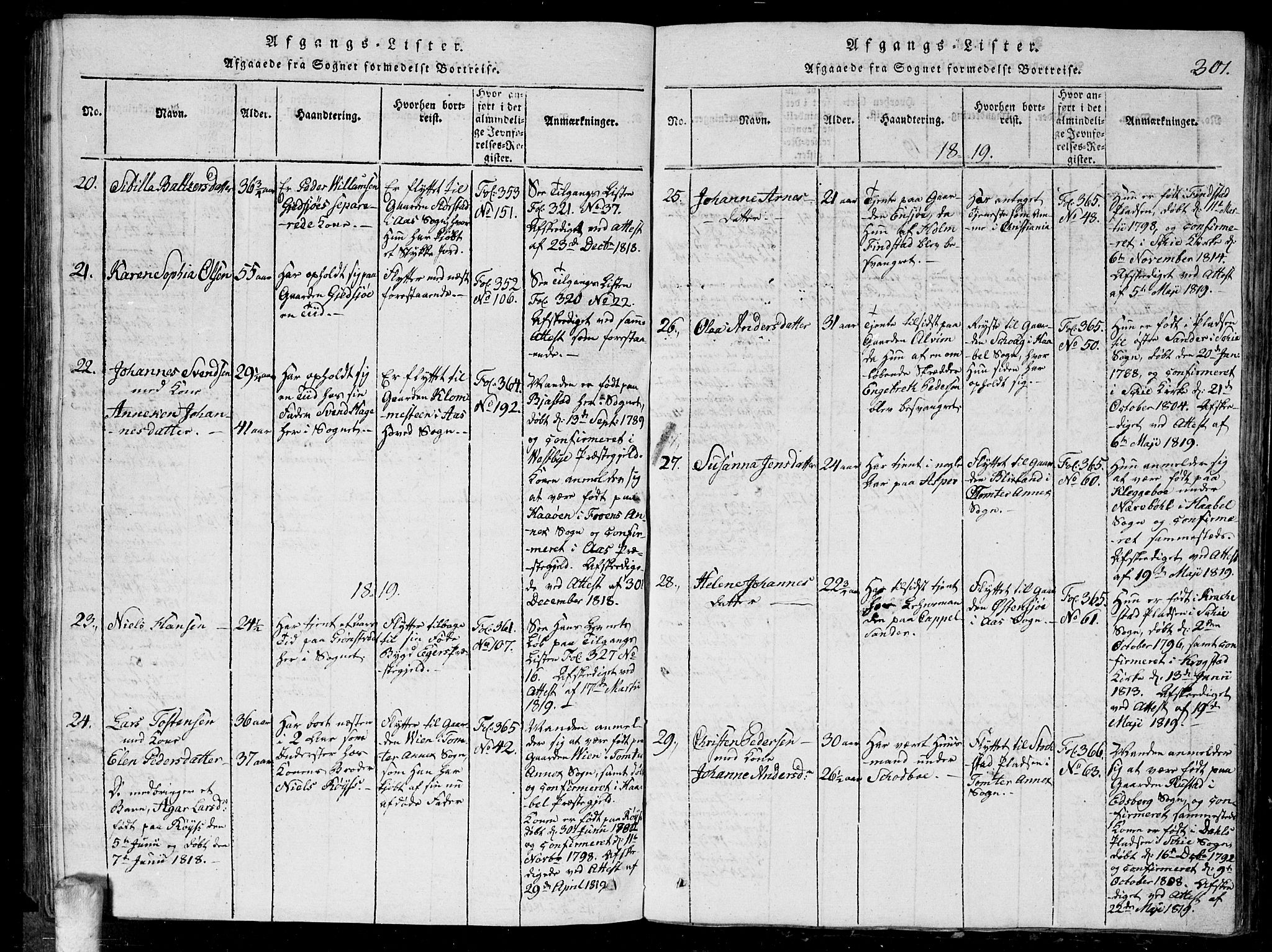 Kråkstad prestekontor Kirkebøker, AV/SAO-A-10125a/G/Ga/L0001: Parish register (copy) no. I 1, 1813-1824, p. 301