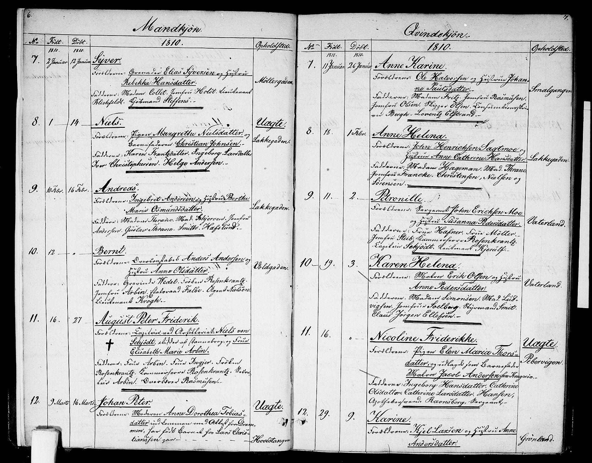 Garnisonsmenigheten Kirkebøker, AV/SAO-A-10846/G/Ga/L0002: Parish register (copy) no. 2, 1810-1814, p. 6-7
