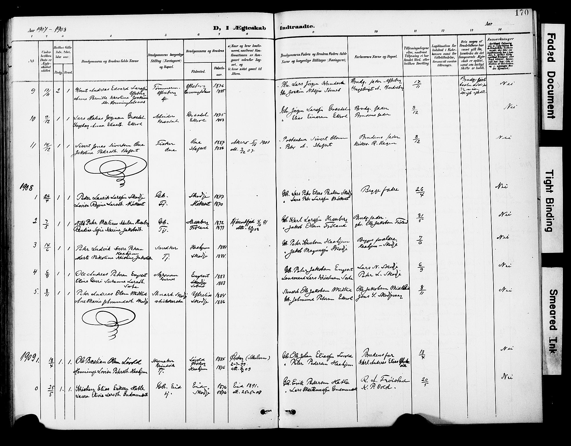 Ministerialprotokoller, klokkerbøker og fødselsregistre - Møre og Romsdal, AV/SAT-A-1454/524/L0366: Parish register (copy) no. 524C07, 1900-1931, p. 170